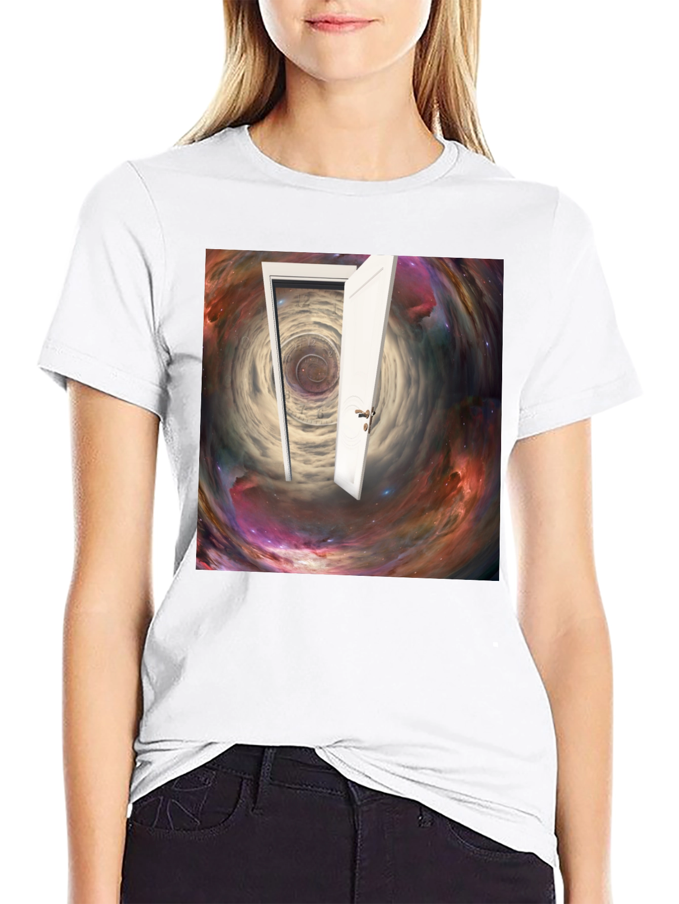 Surreal Doorway Galaxy Graphic T-Shirt
