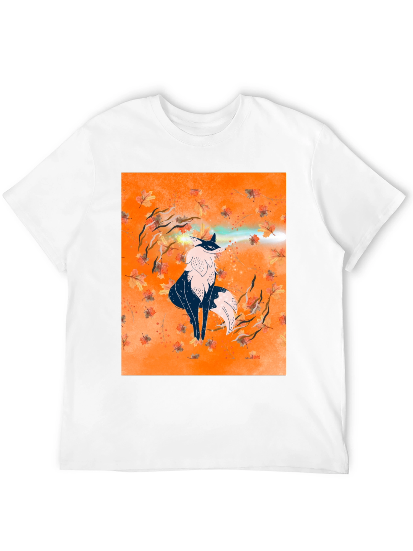 Fox Art Graphic Print Black Tee