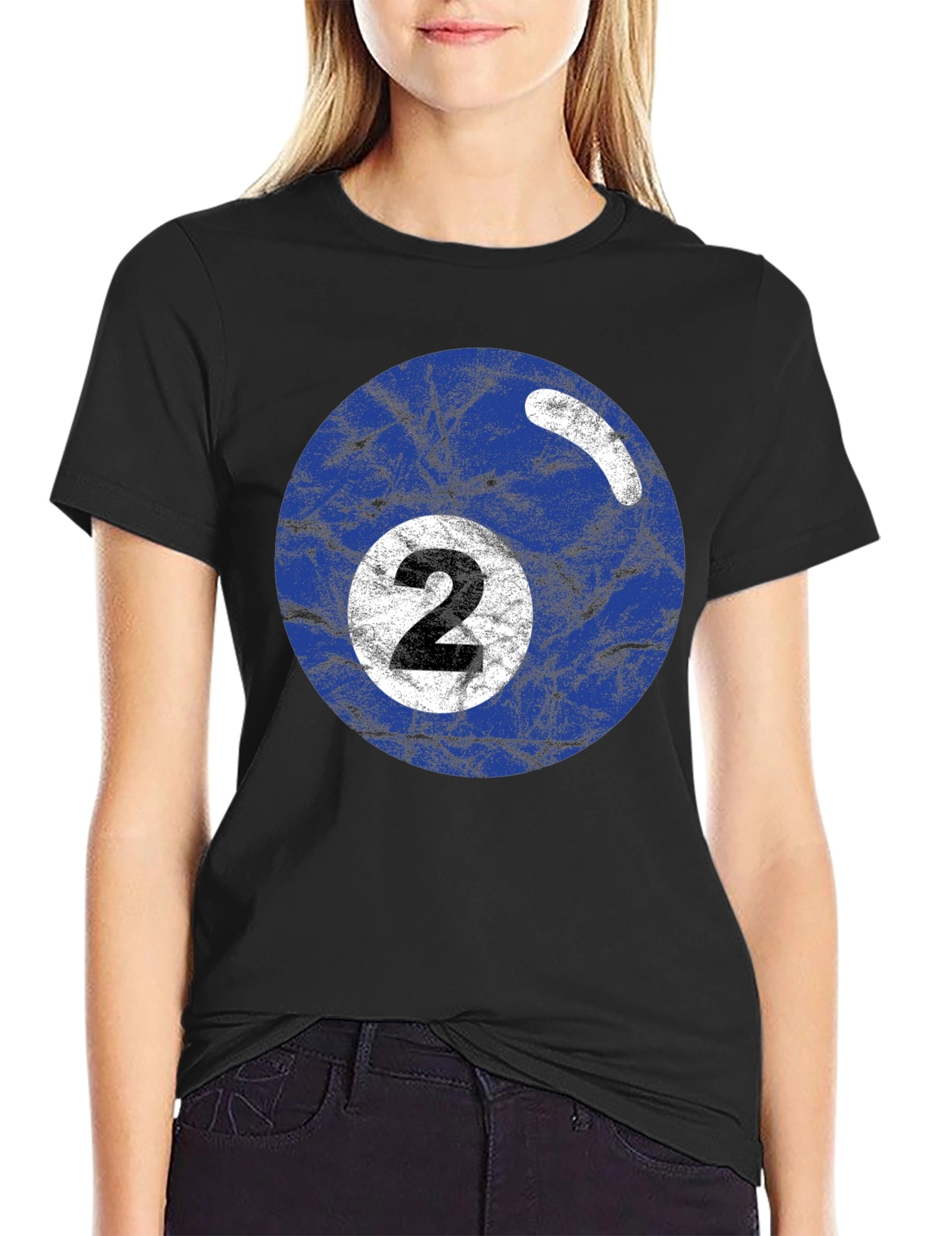 Mens Black T-shirt with Billiards Ball Graphic