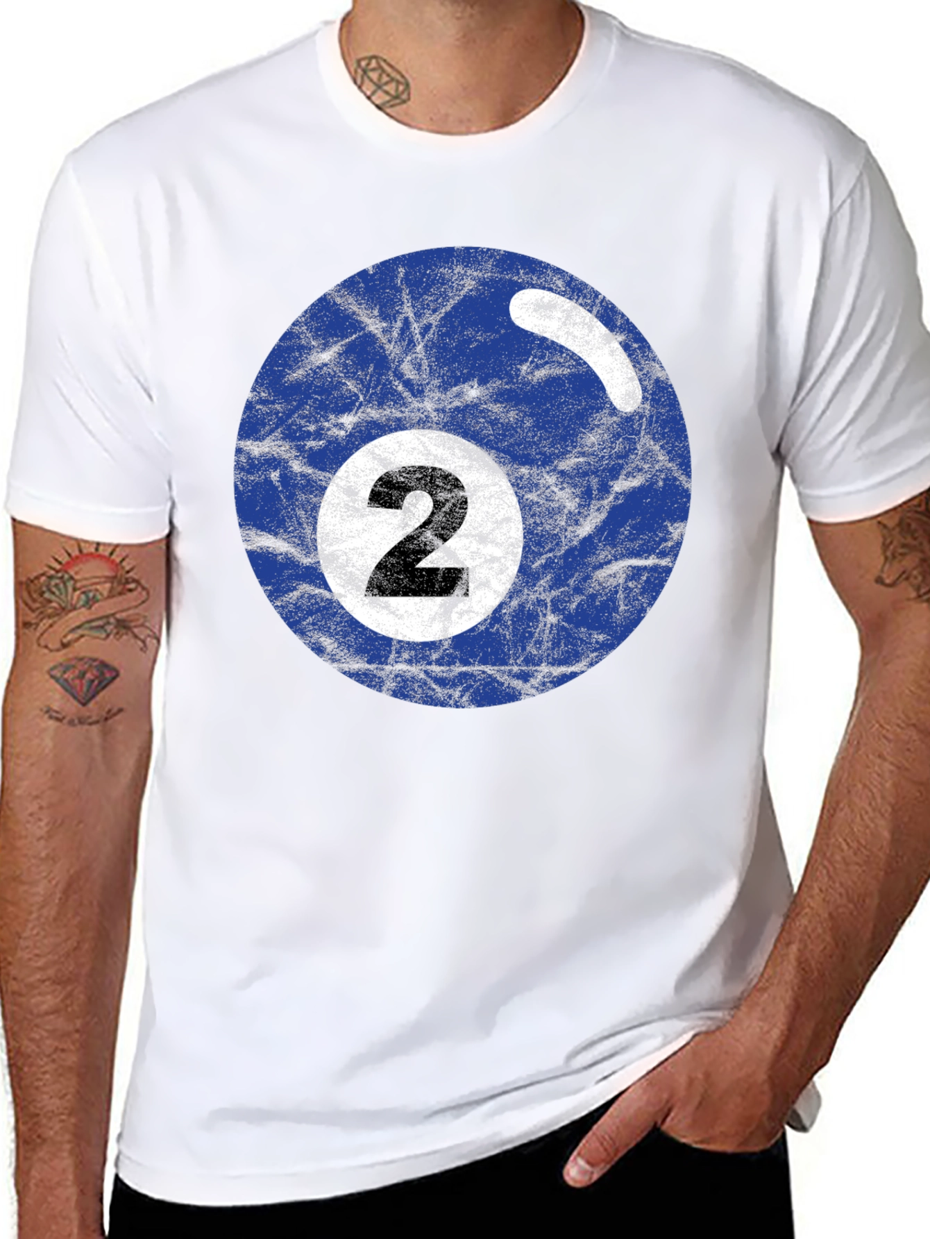 Mens Black T-shirt with Billiards Ball Graphic
