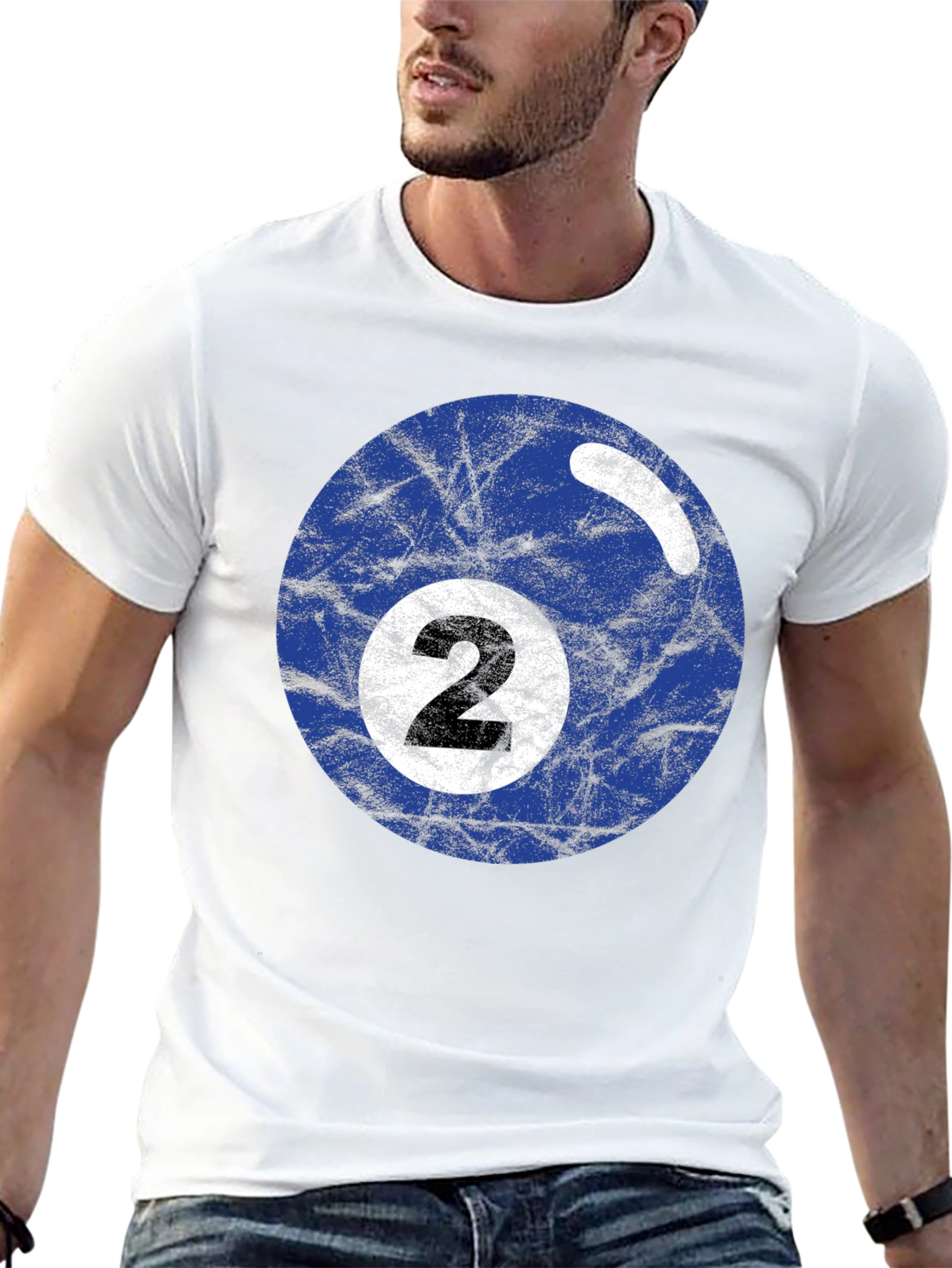 Mens Black T-shirt with Billiards Ball Graphic