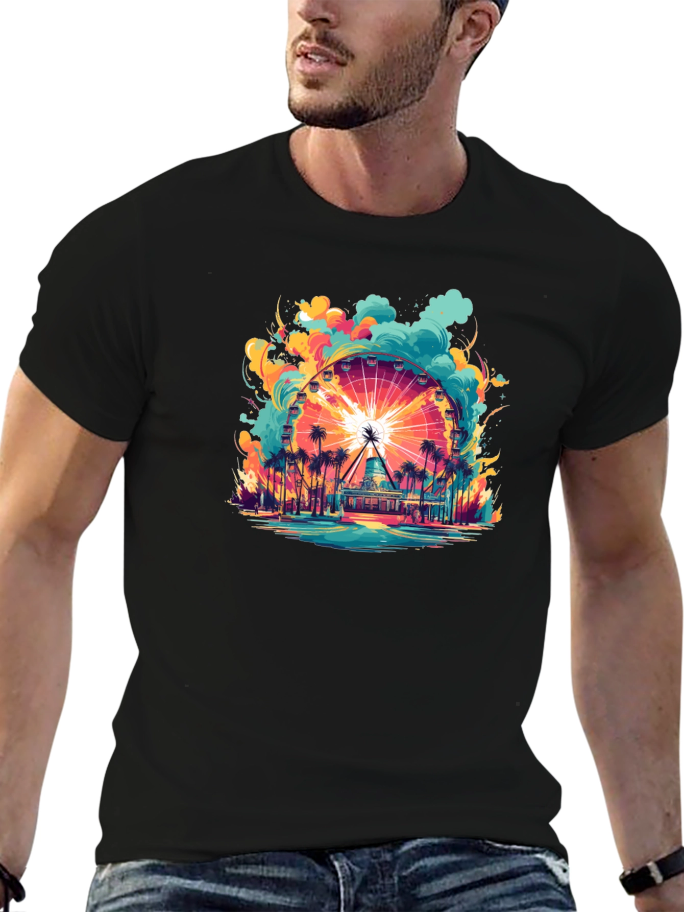 Ferris Wheel Graphic Tee - Vibrant Beach Theme