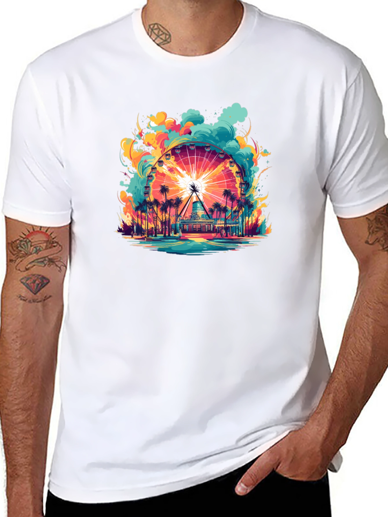 Ferris Wheel Graphic Tee - Vibrant Beach Theme