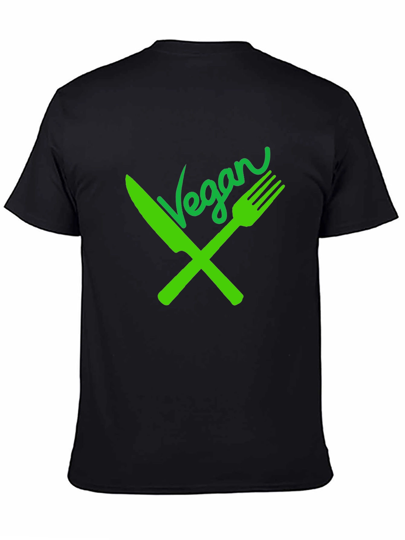 Vegan T-Shirt - Green Fork & Knife Design