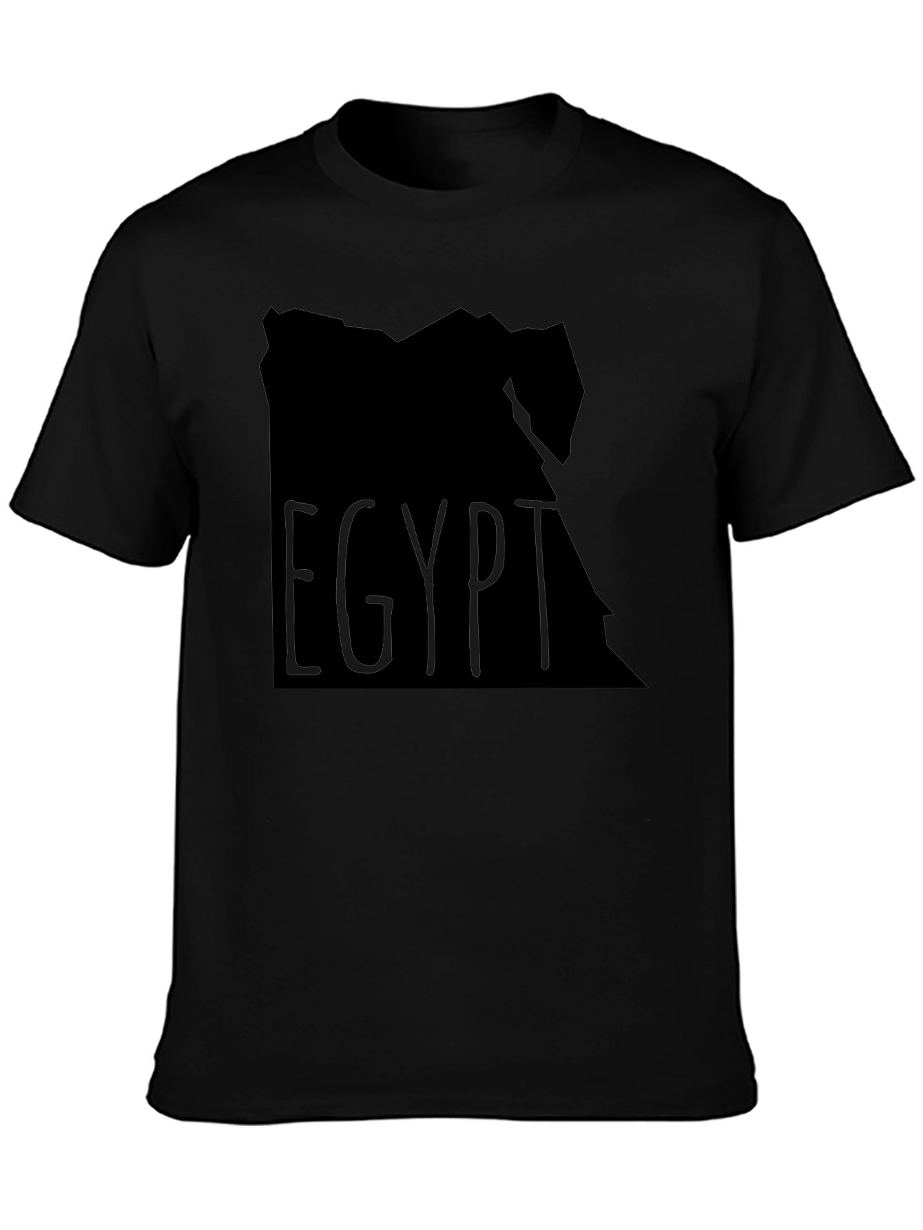 Egypt Map Graphic T-Shirt - Black Crew Neck Tee