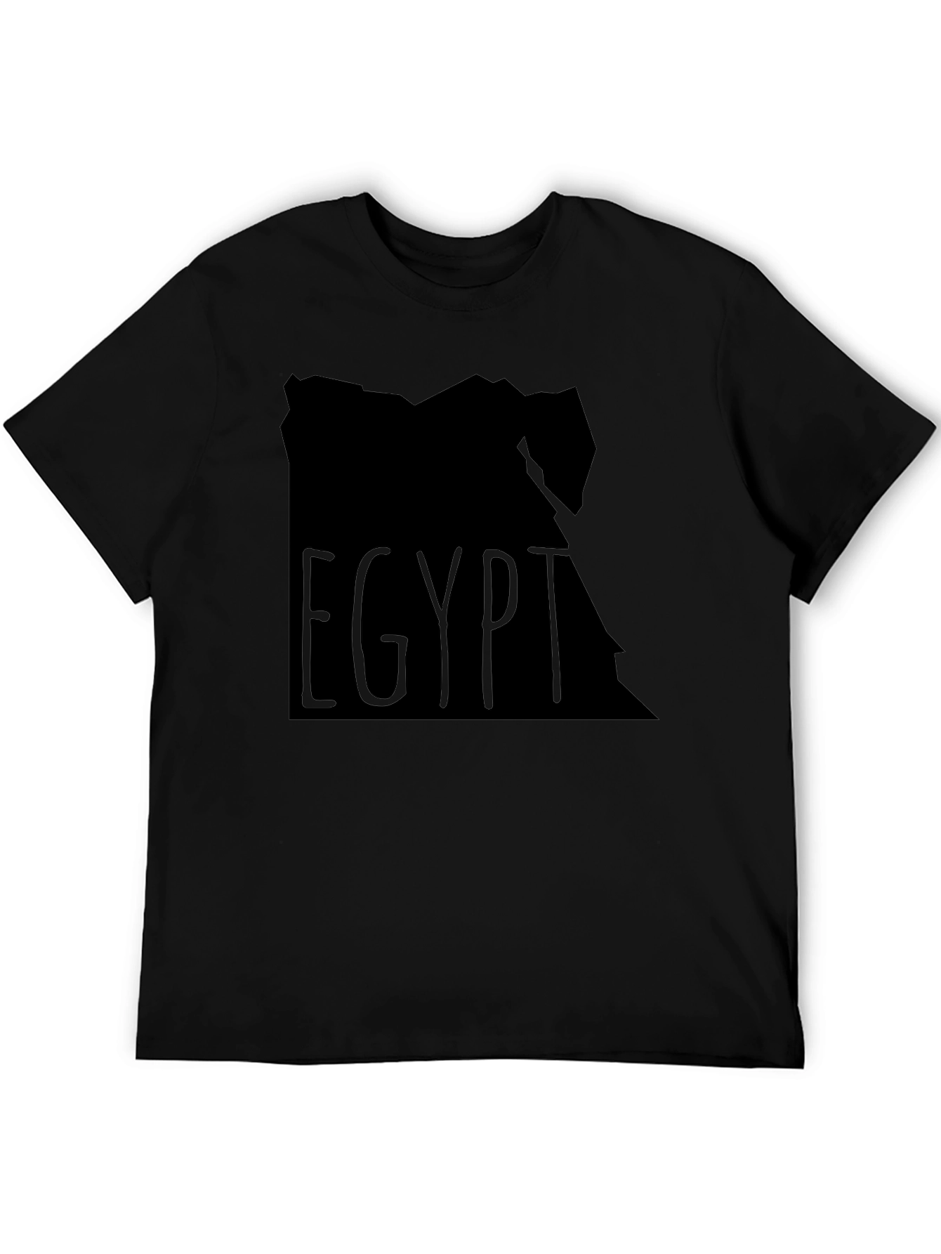Egypt Map Graphic T-Shirt - Black Crew Neck Tee