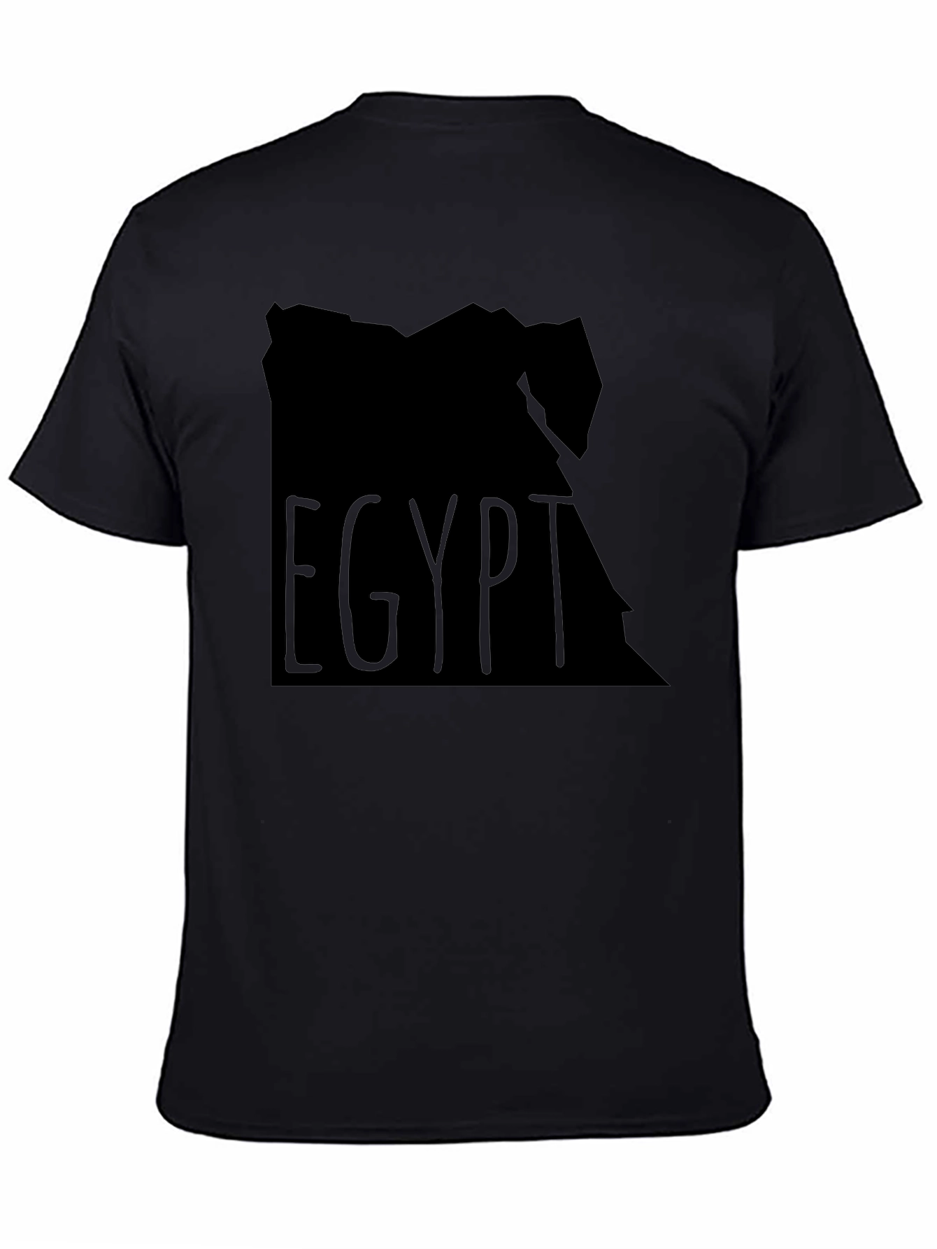 Egypt Map Graphic T-Shirt - Black Crew Neck Tee