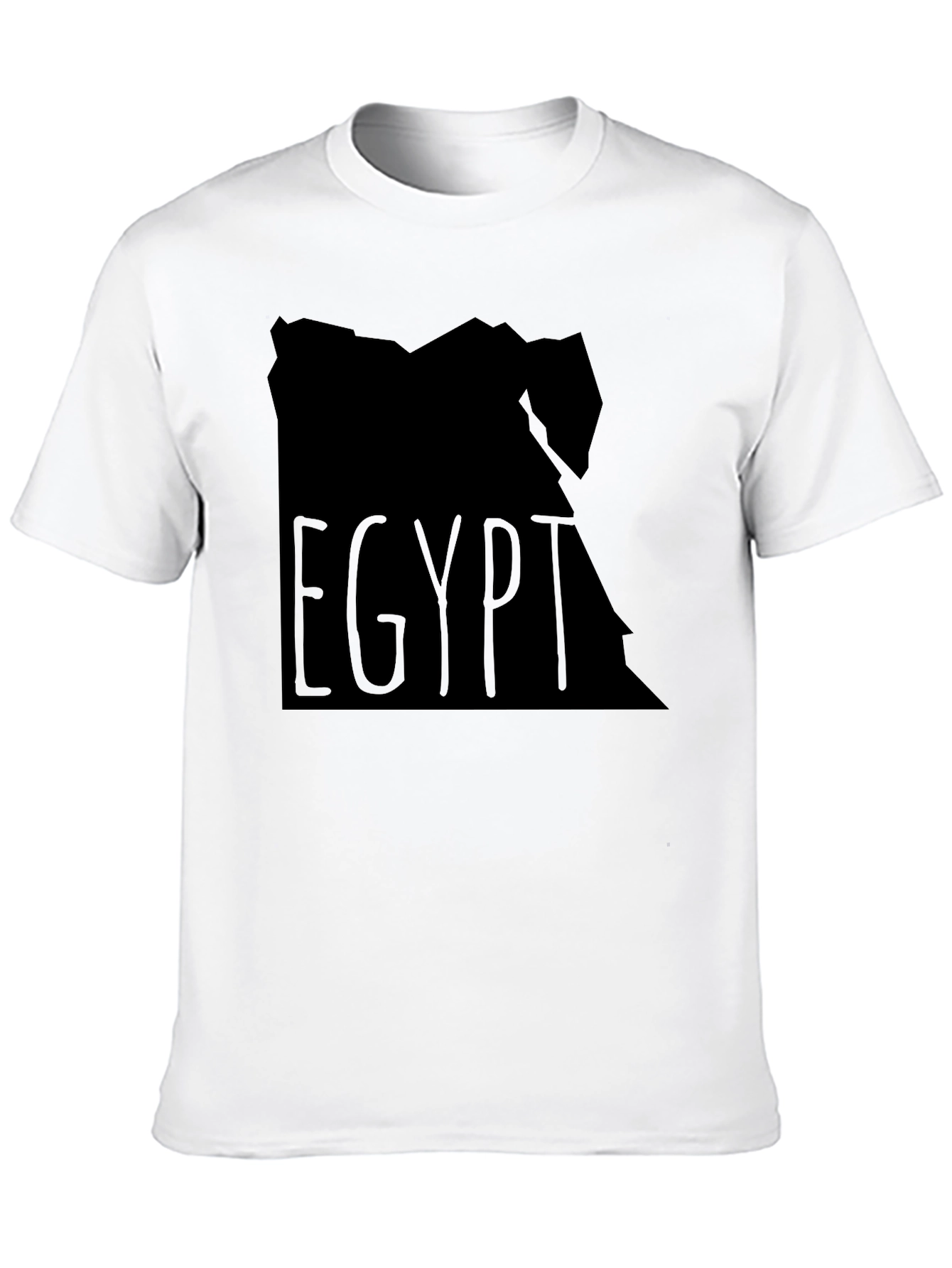 Egypt Map Graphic T-Shirt - Black Crew Neck Tee