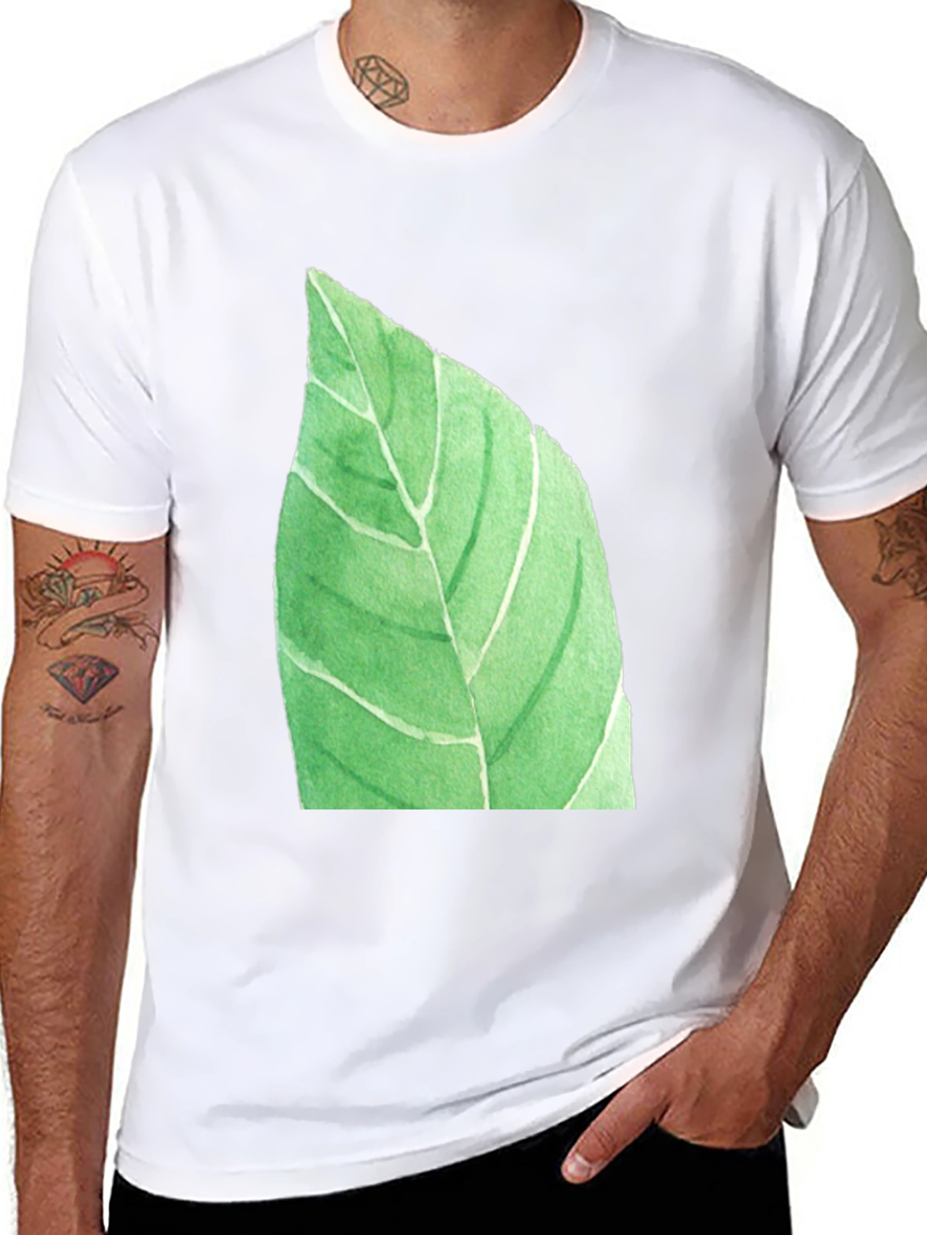 Leaf Graphic Black T-Shirt - Nature Inspired Casual Wear
