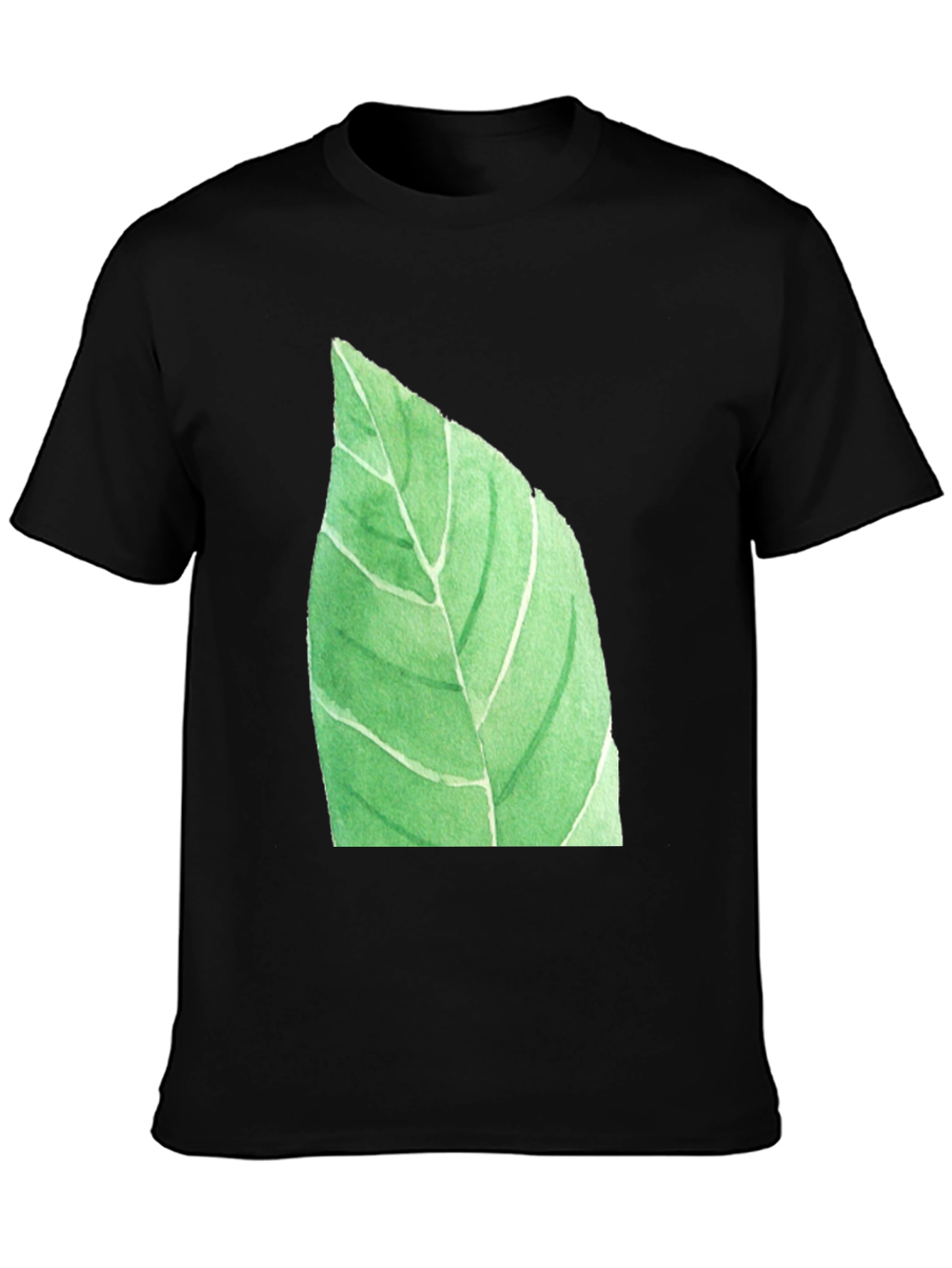 Leaf Graphic Black T-Shirt - Nature Inspired Casual Wear