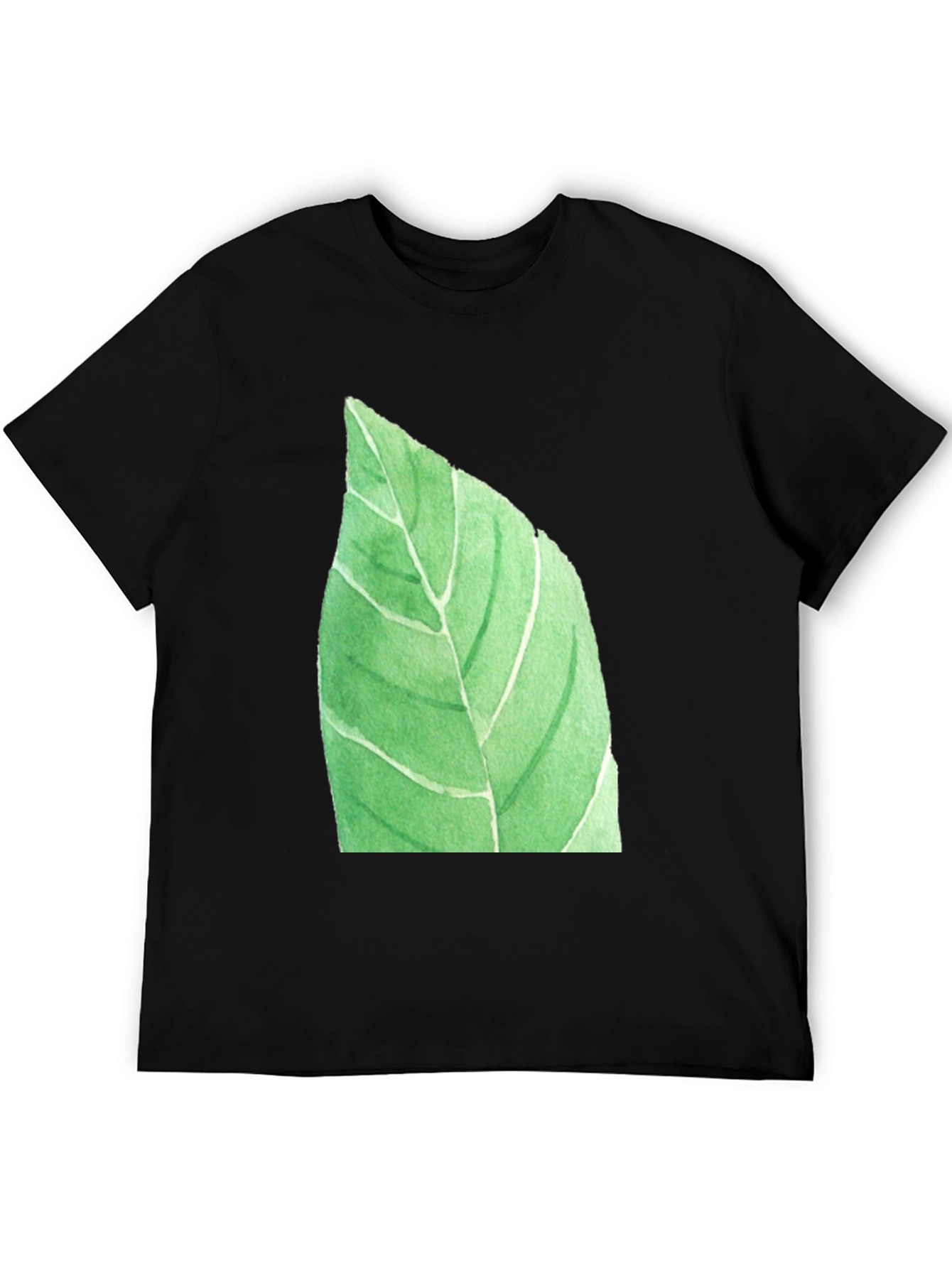 Leaf Graphic Black T-Shirt - Nature Inspired Casual Wear
