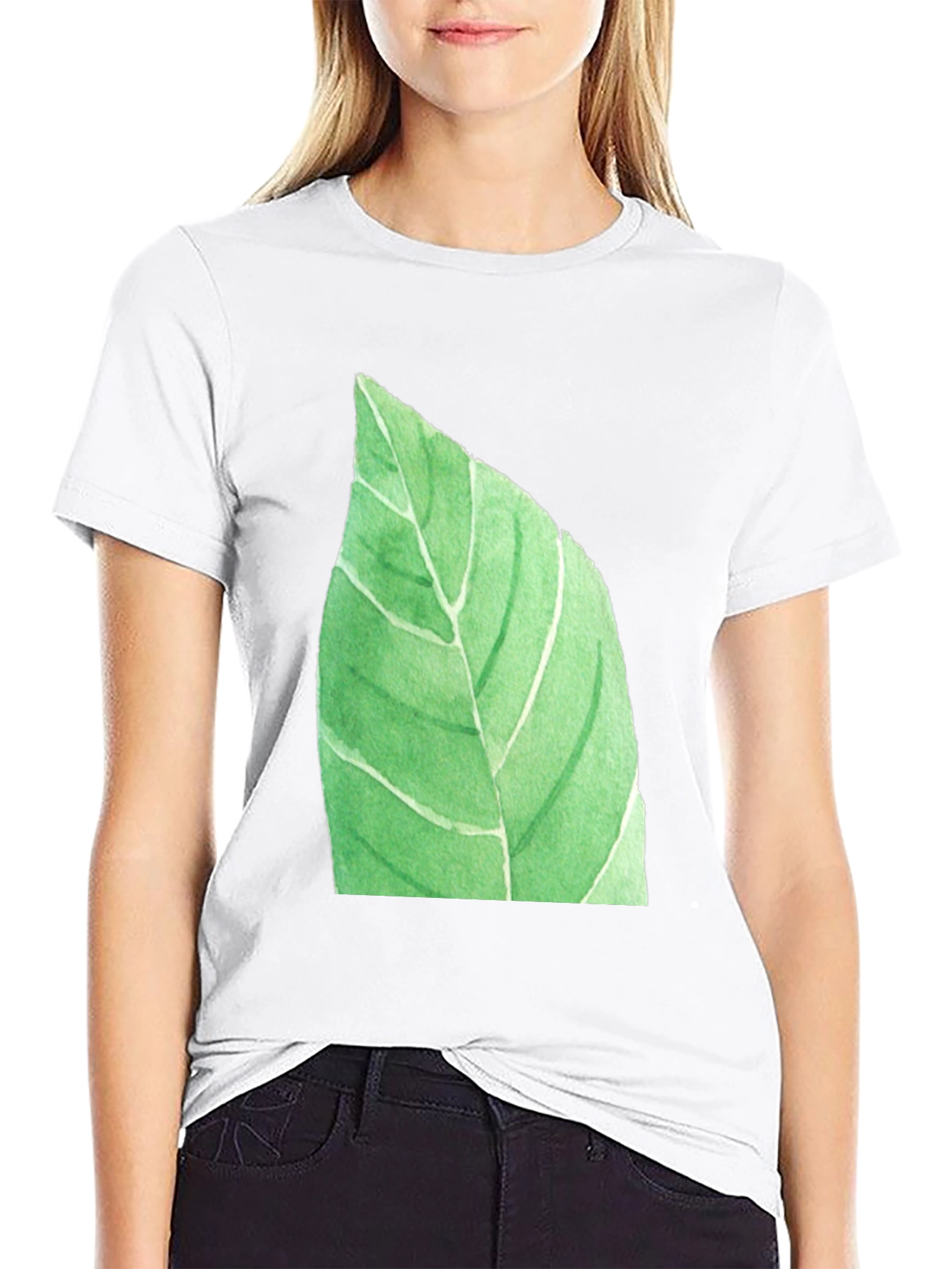 Leaf Graphic Black T-Shirt - Nature Inspired Casual Wear