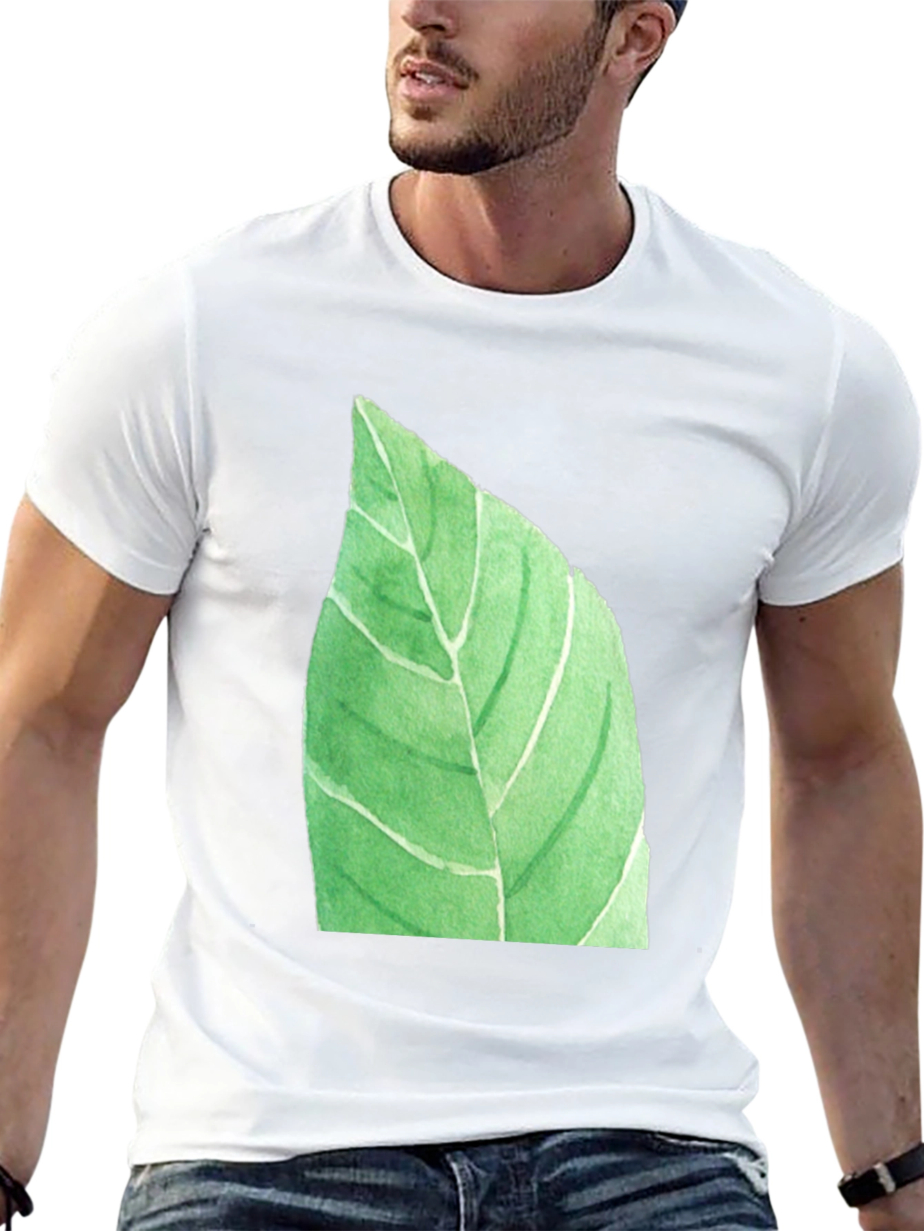 Leaf Graphic Black T-Shirt - Nature Inspired Casual Wear