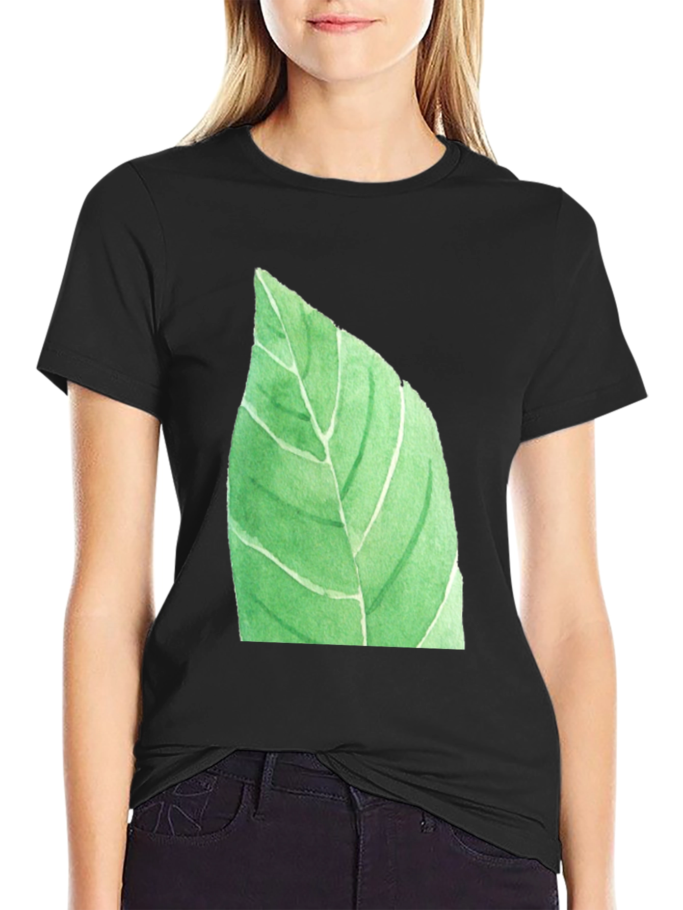 Leaf Graphic Black T-Shirt - Nature Inspired Casual Wear