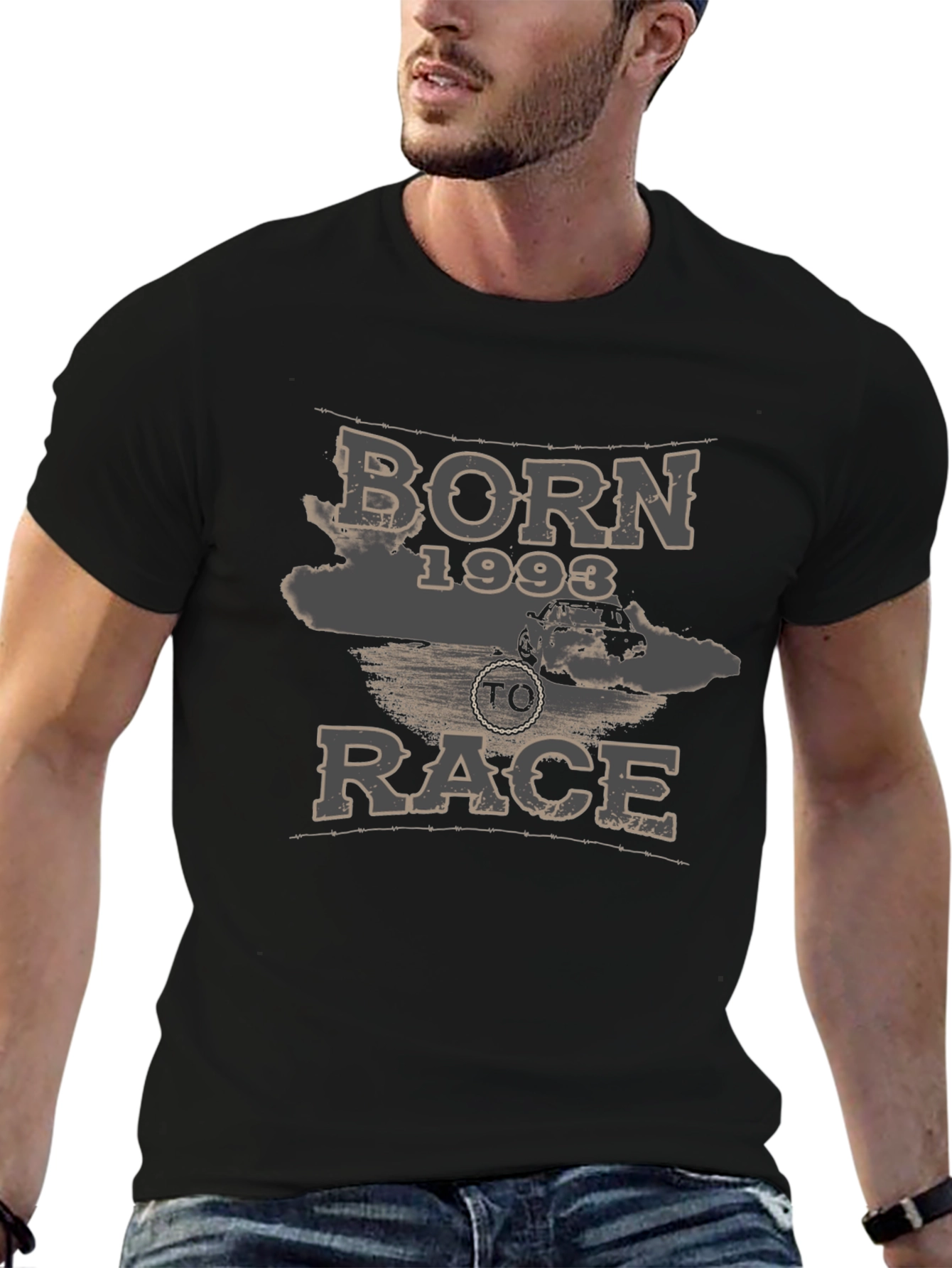 Born 1993 To Race Black Graphic Tee