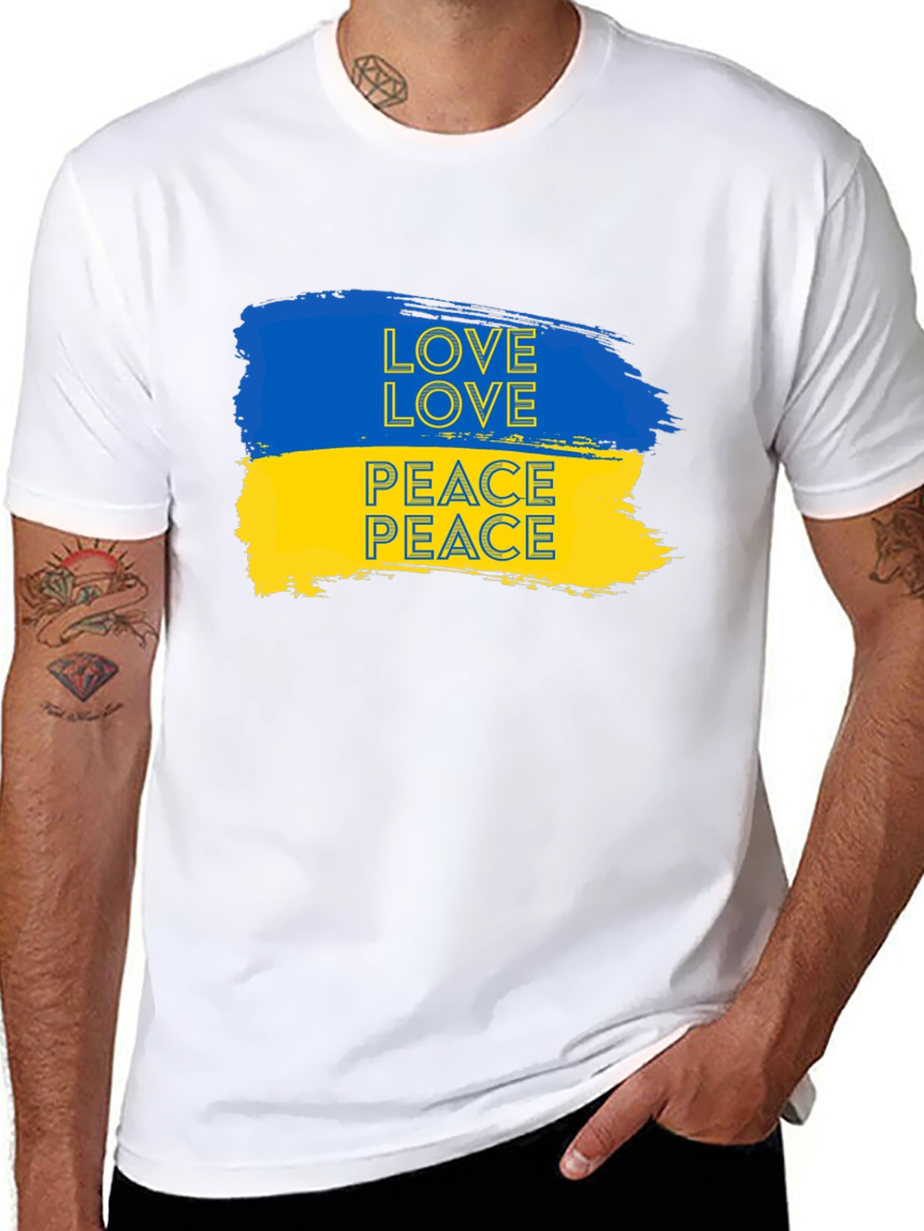 Ukraine Love & Peace Black T-Shirt