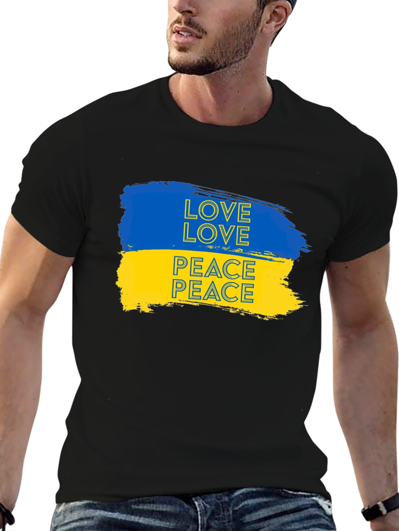 Ukraine Love & Peace Black T-Shirt