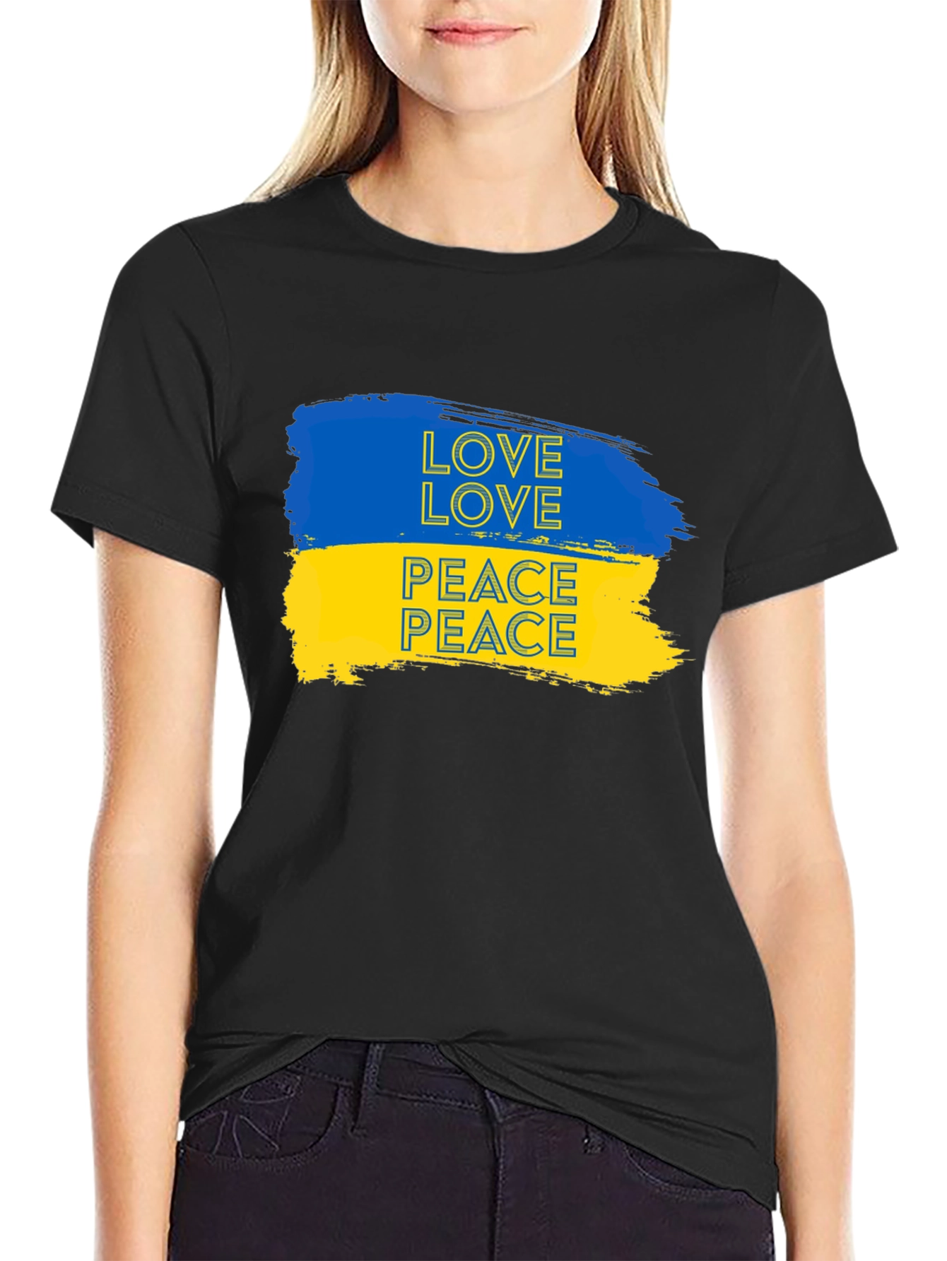 Ukraine Love & Peace Black T-Shirt