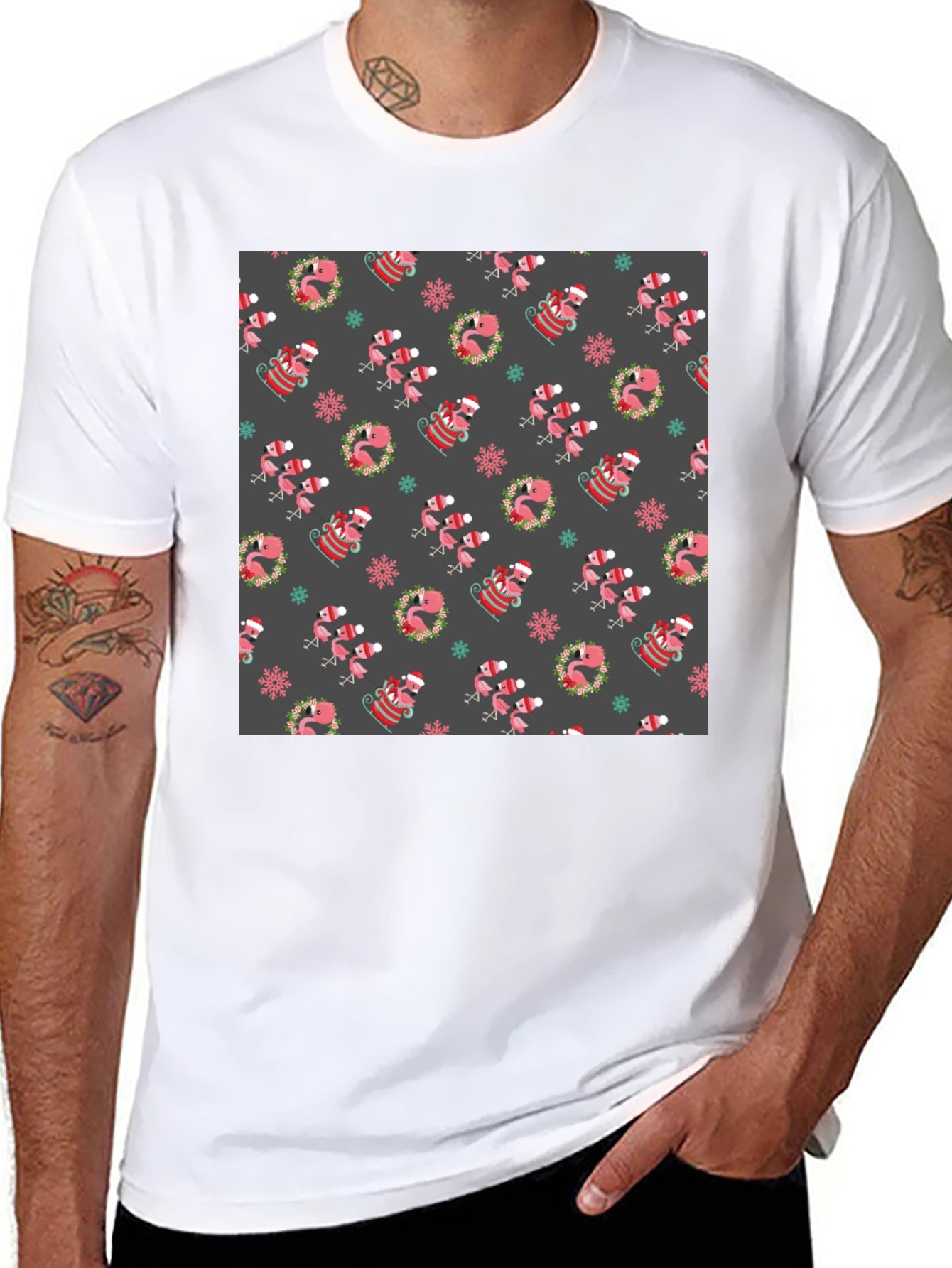 Festive Flamingo Christmas T-Shirt