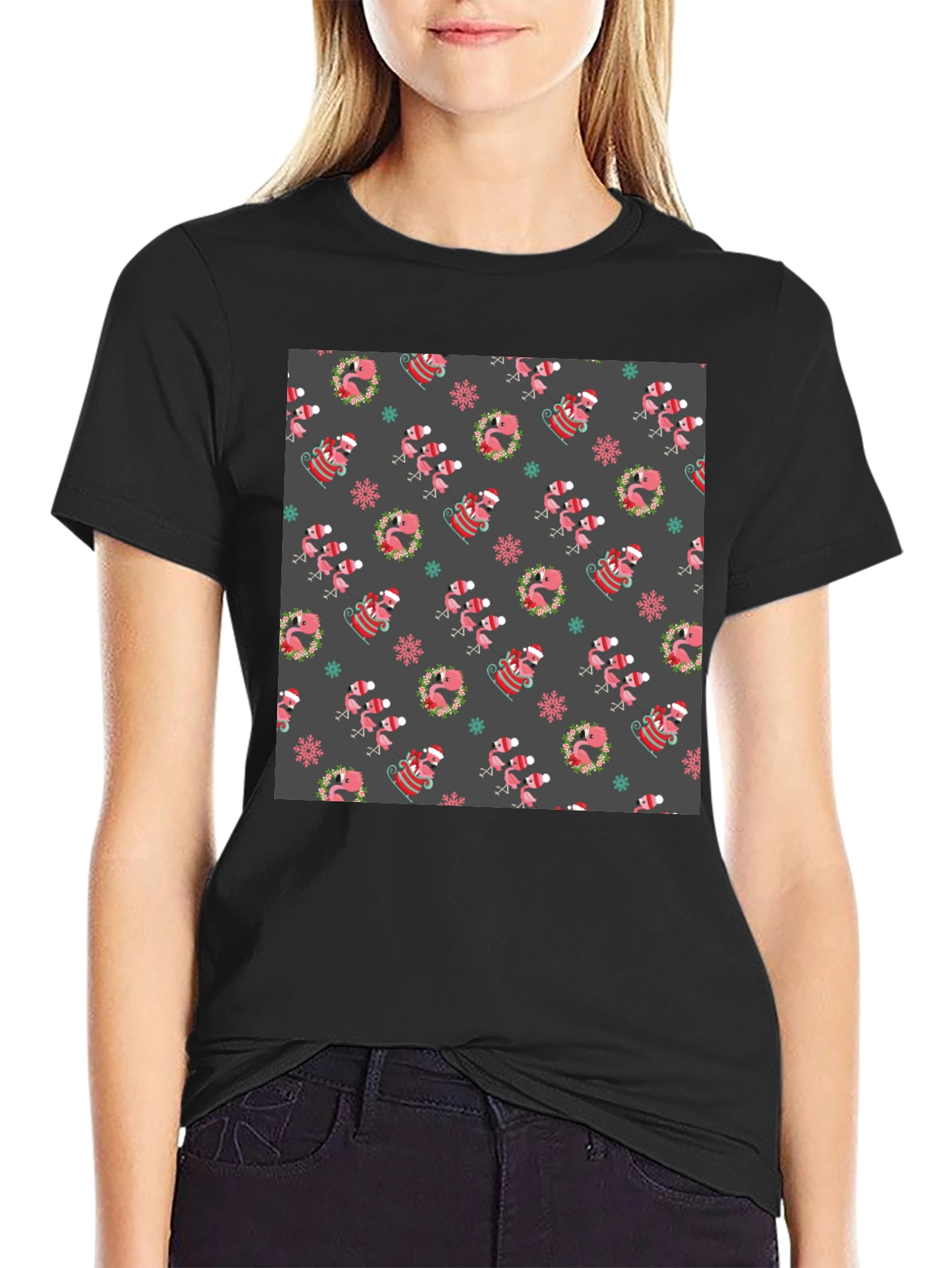 Festive Flamingo Christmas T-Shirt