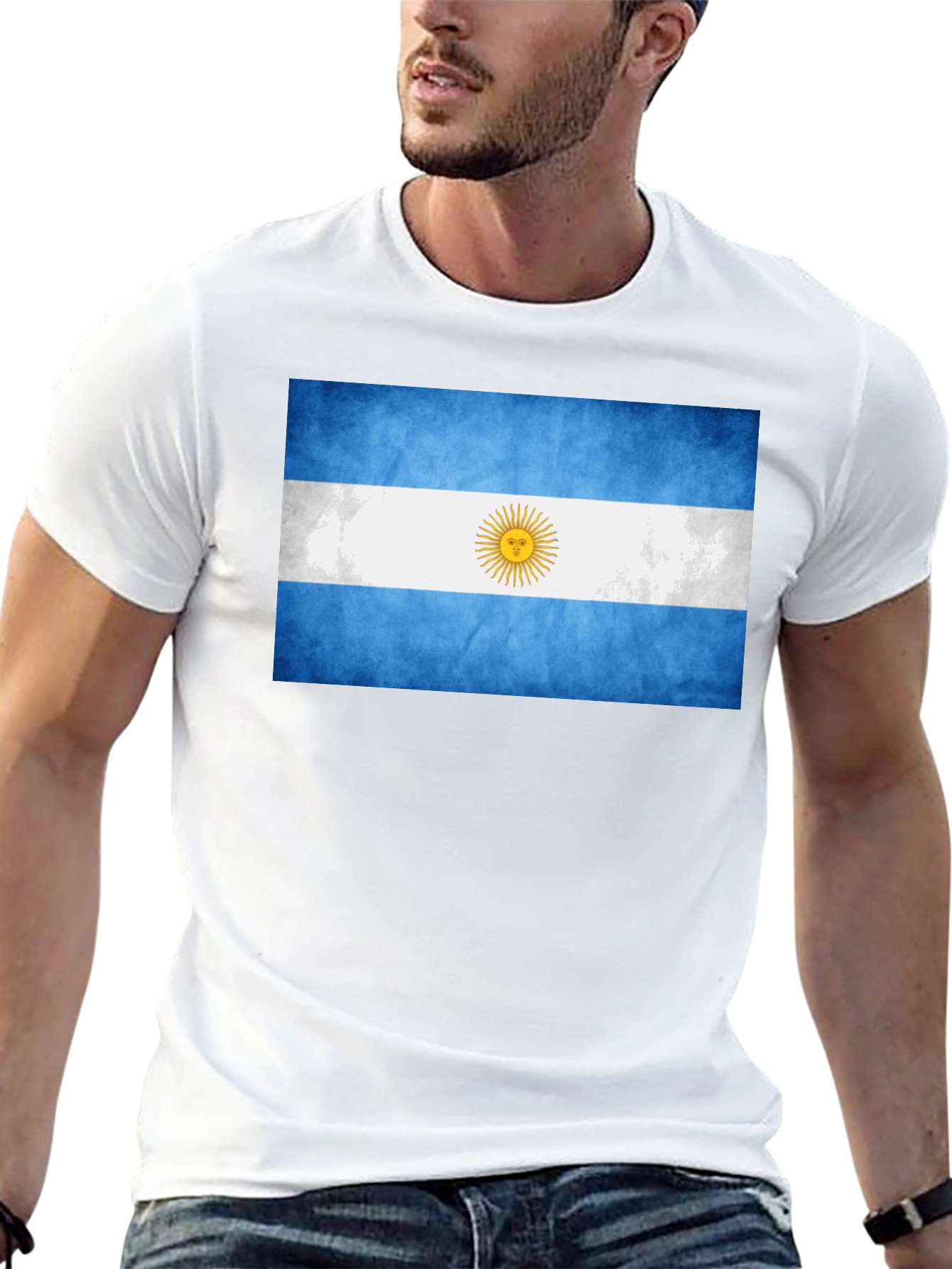 Argentina Flag Graphic T-Shirt - Mens Black Tee