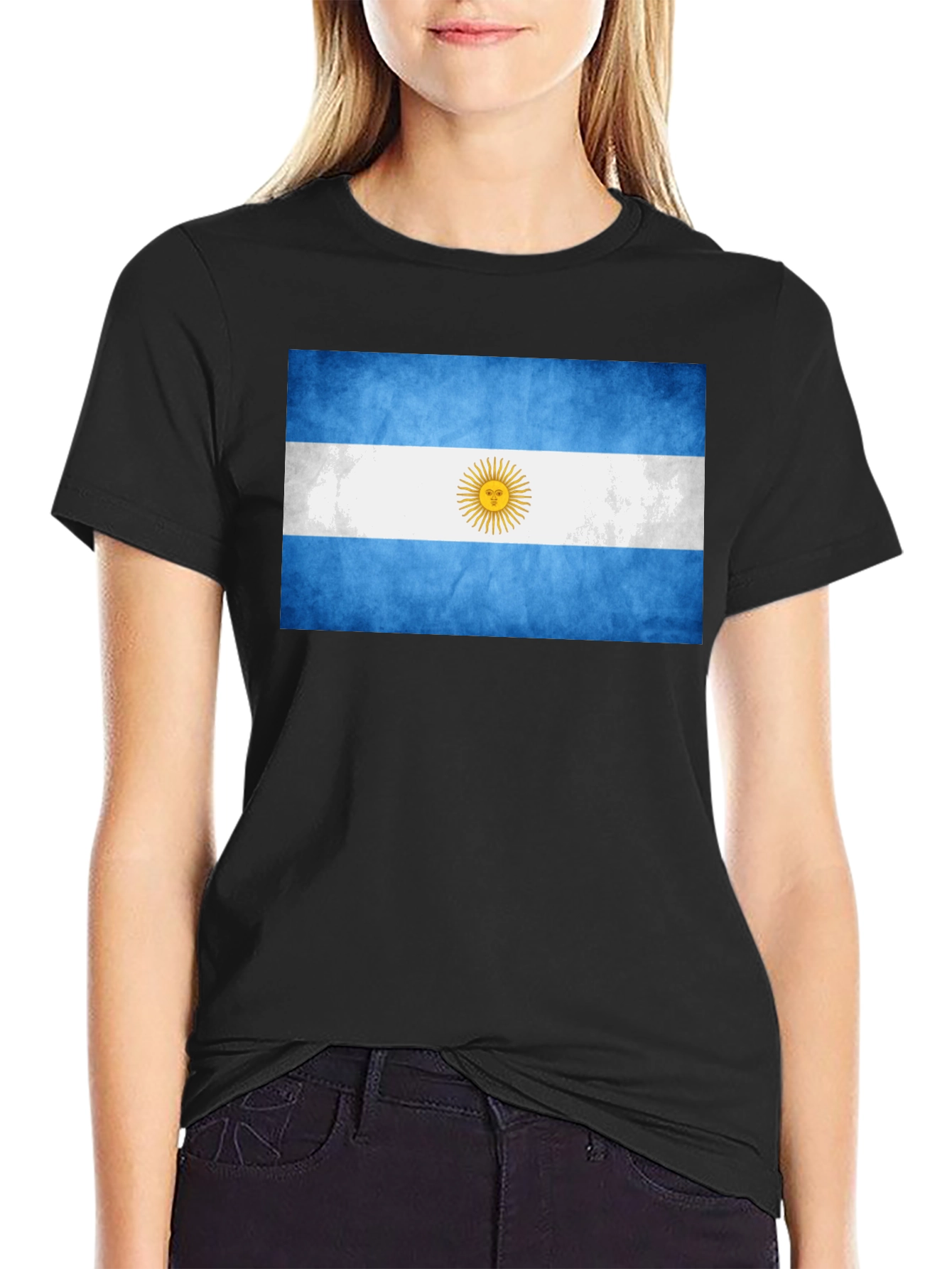 Argentina Flag Graphic T-Shirt - Mens Black Tee