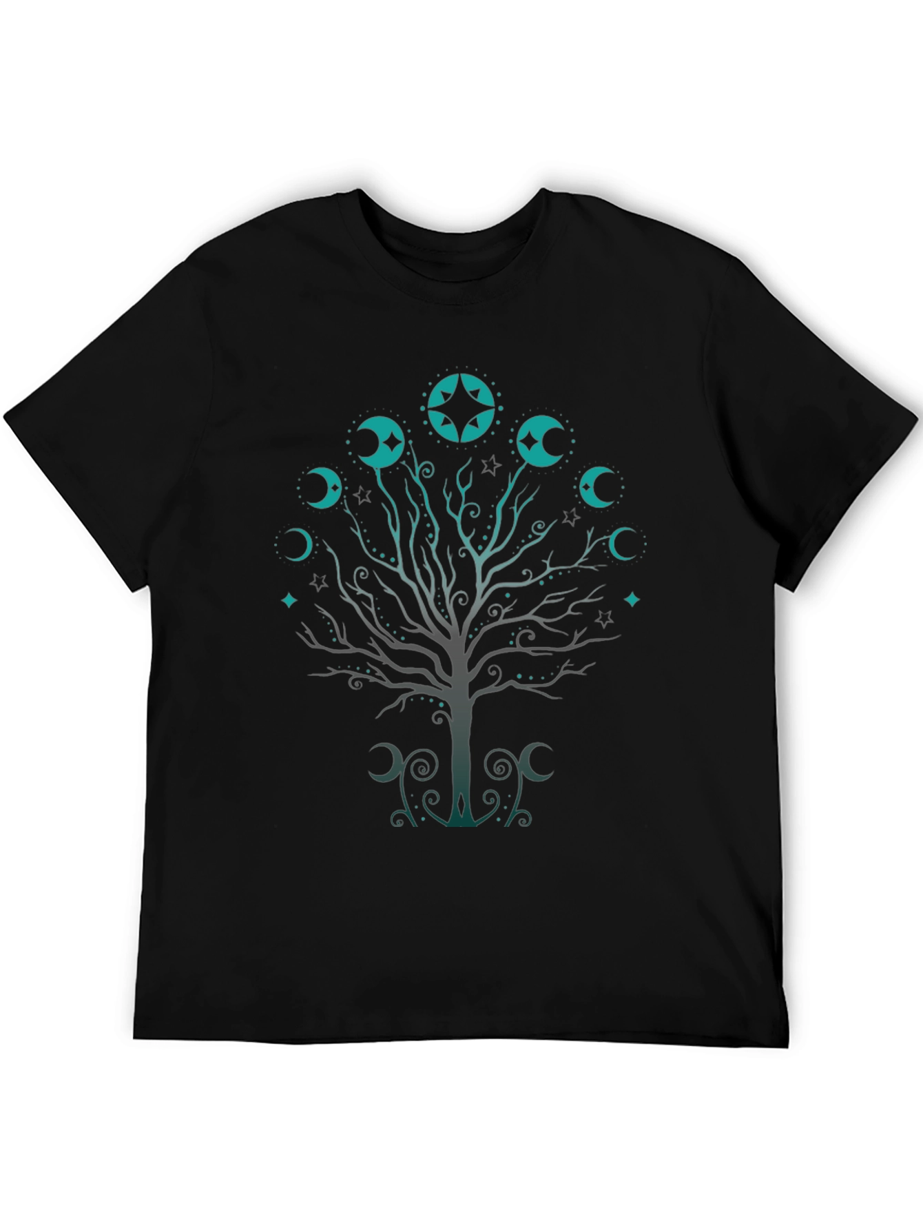 Mystic Moon Tree Black T-Shirt
