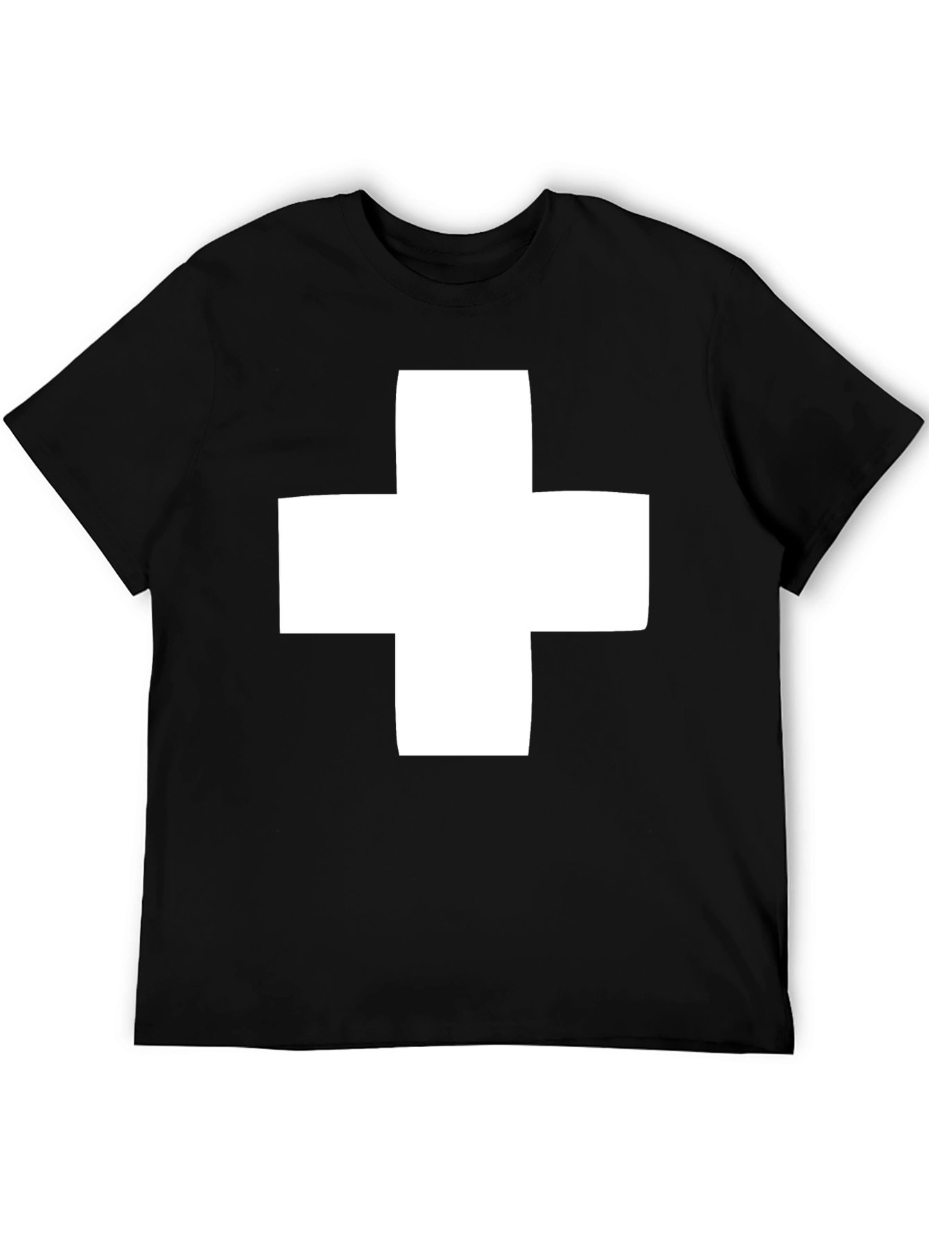 Bold Black T-Shirt with White Cross Graphic