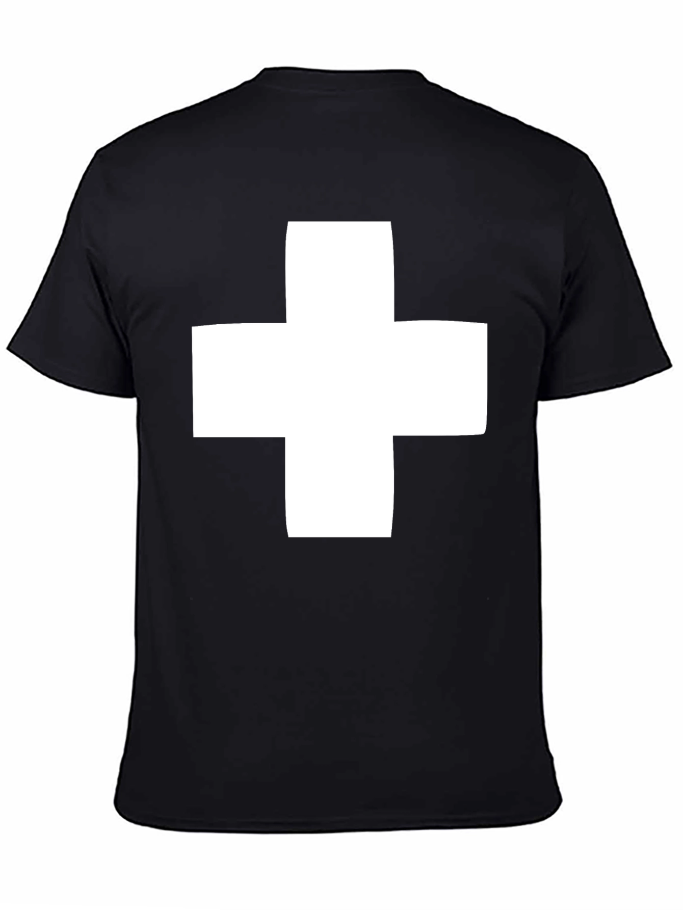 Bold Black T-Shirt with White Cross Graphic