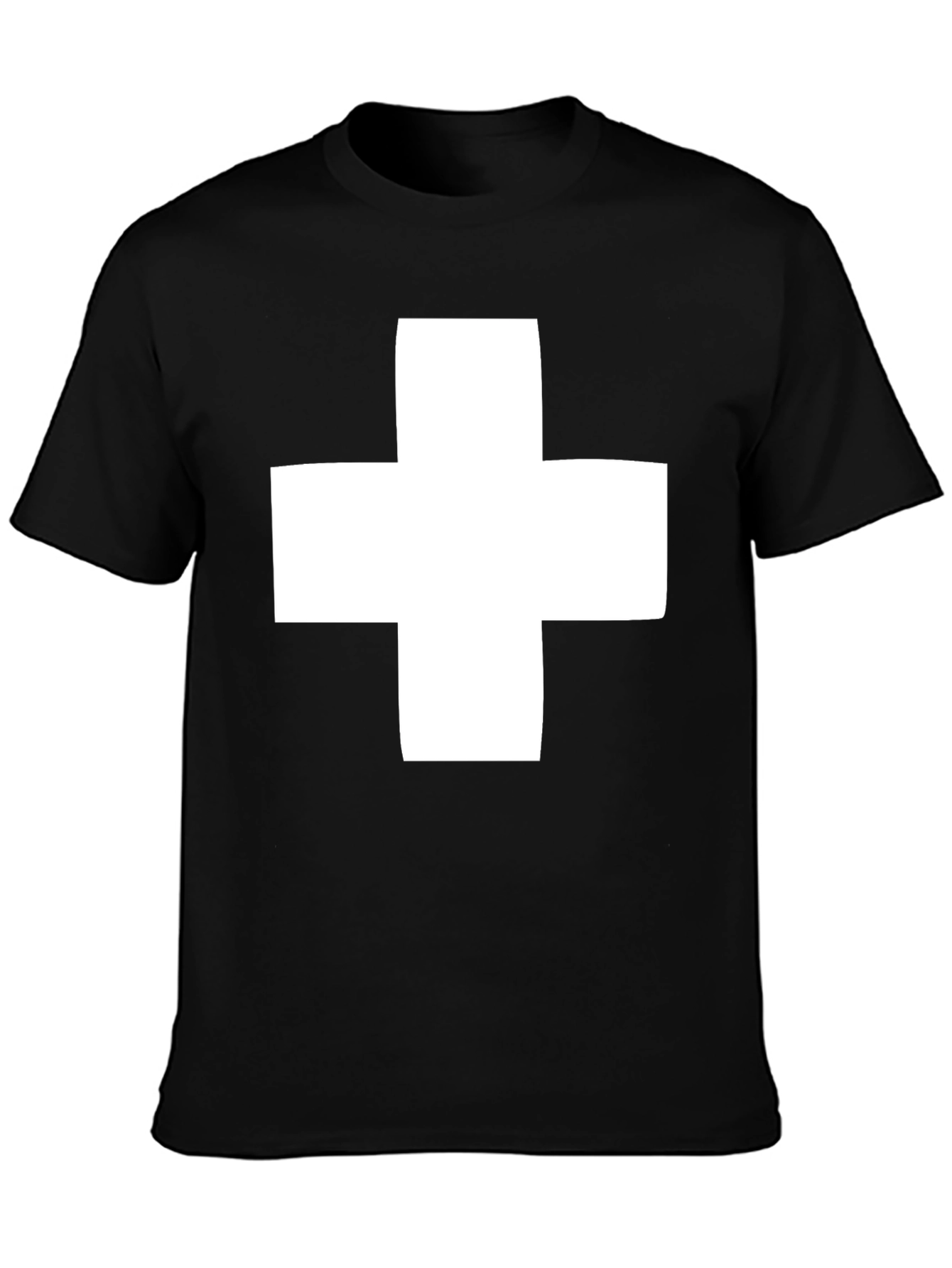 Bold Black T-Shirt with White Cross Graphic