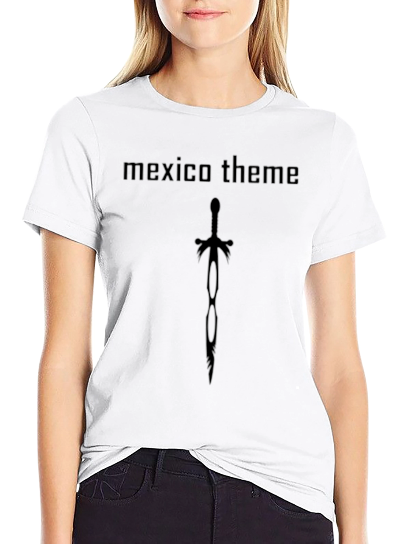 Mexico Theme Sword Graphic Tee - Mens Black