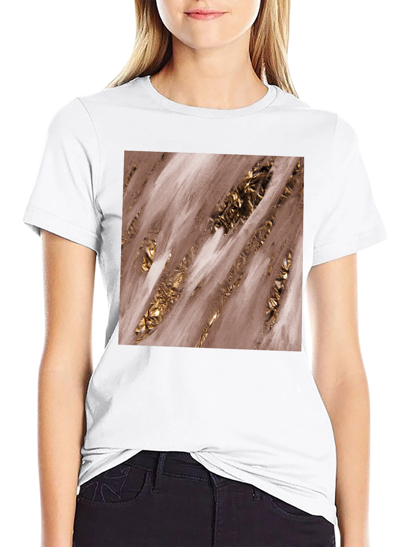 Abstract Gold Streaks Graphic Tee