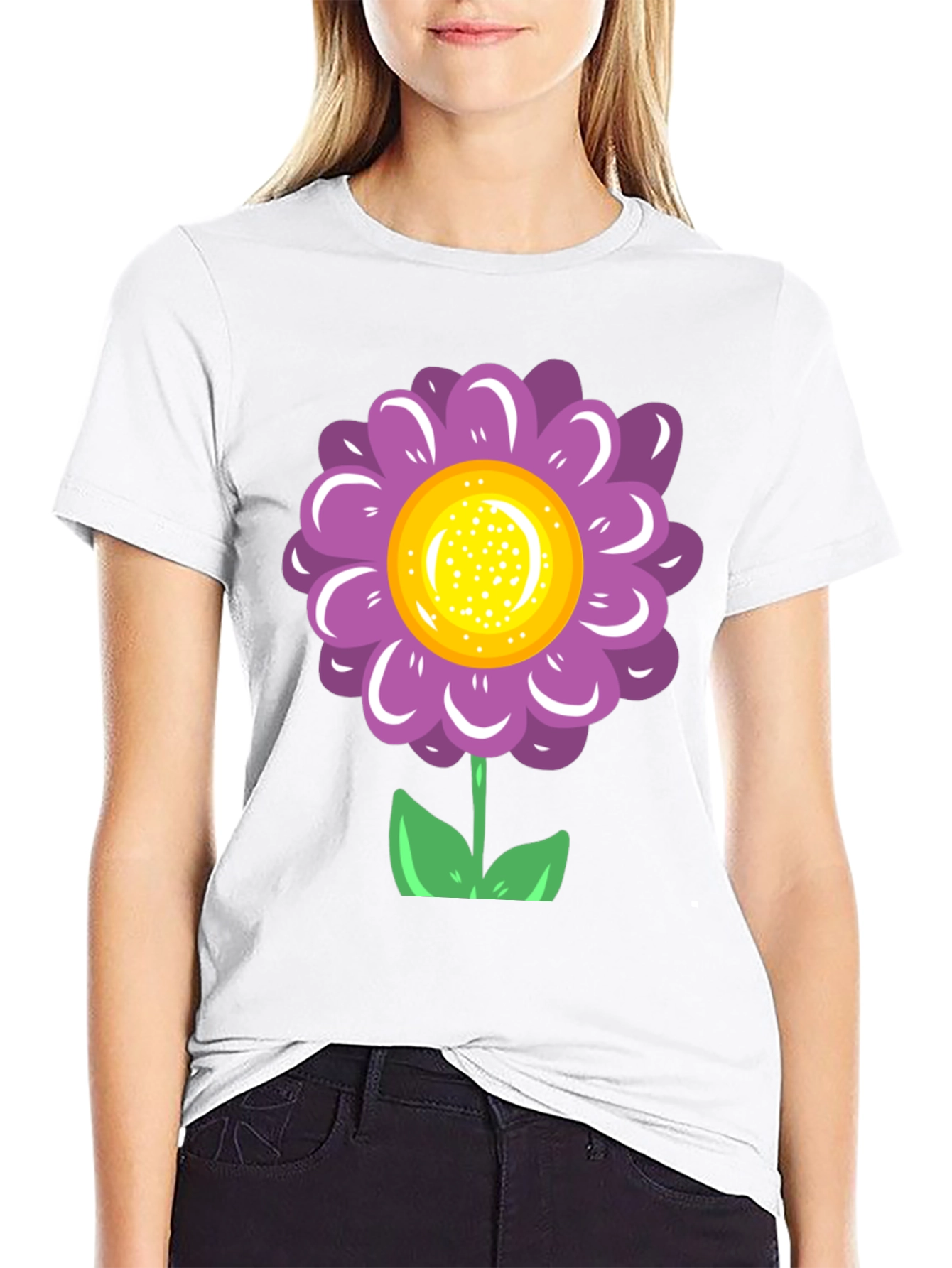 Flower Power T-Shirt - Black Cotton Tee