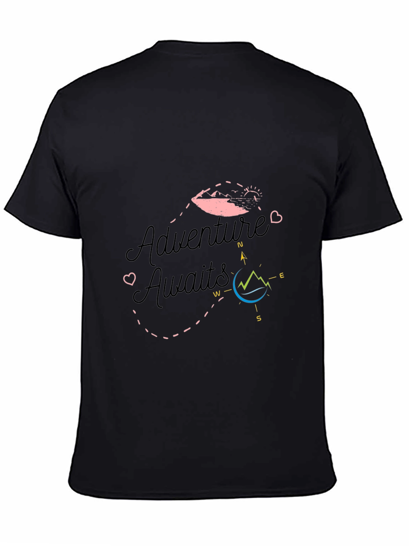 Adventure Awaits Black Graphic T-Shirt
