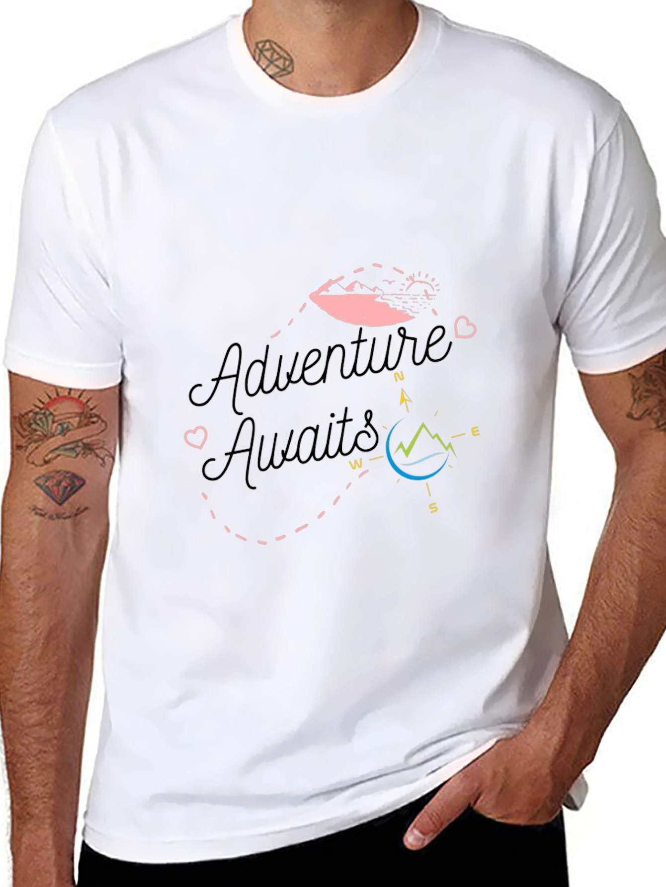 Adventure Awaits Black Graphic T-Shirt