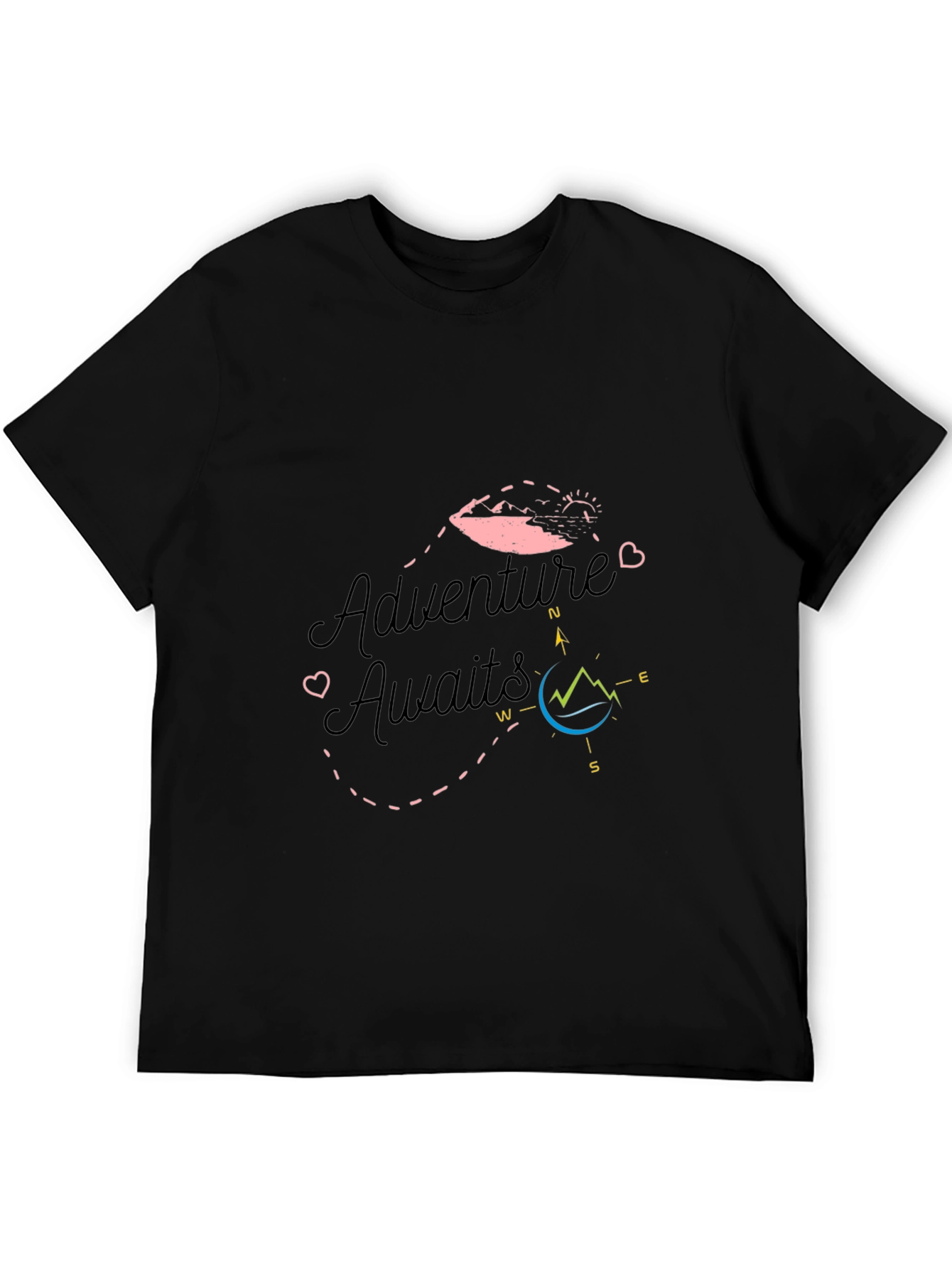 Adventure Awaits Black Graphic T-Shirt