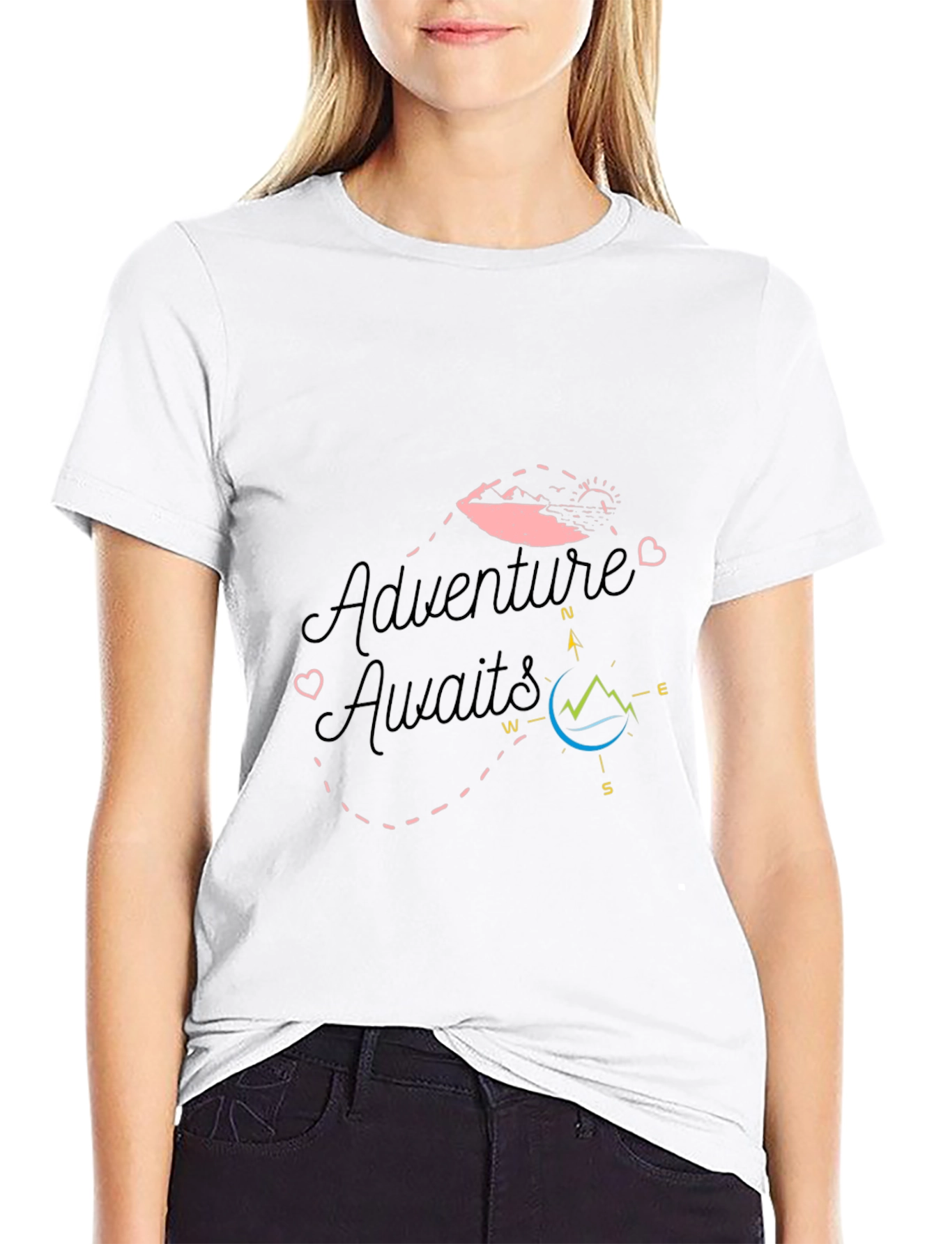 Adventure Awaits Black Graphic T-Shirt