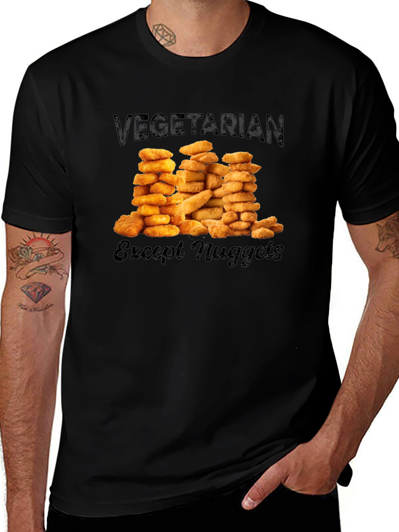 Vegetarian Except Nuggets Graphic T-Shirt