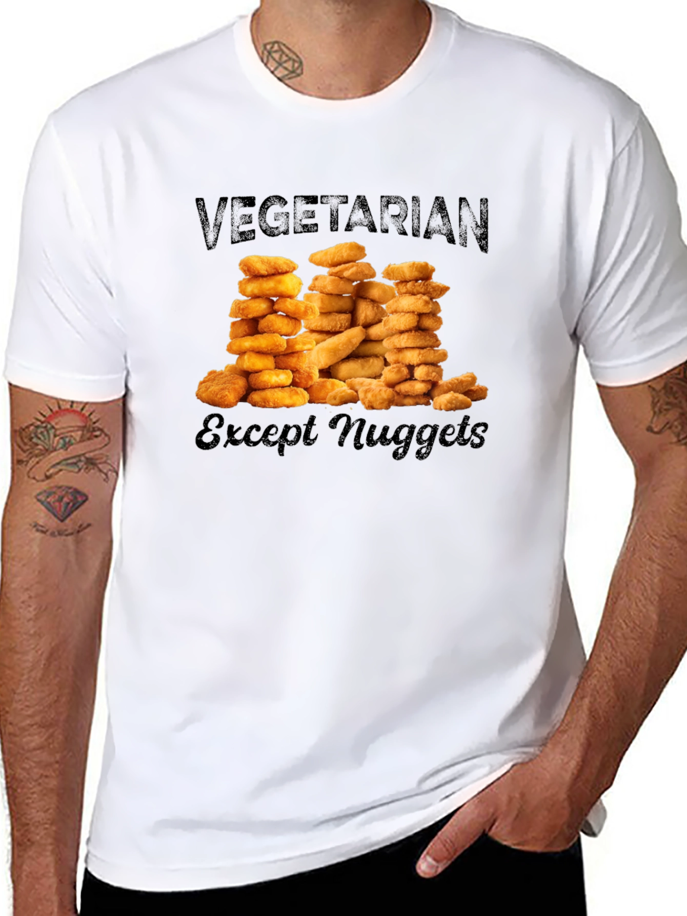 Vegetarian Except Nuggets Graphic T-Shirt