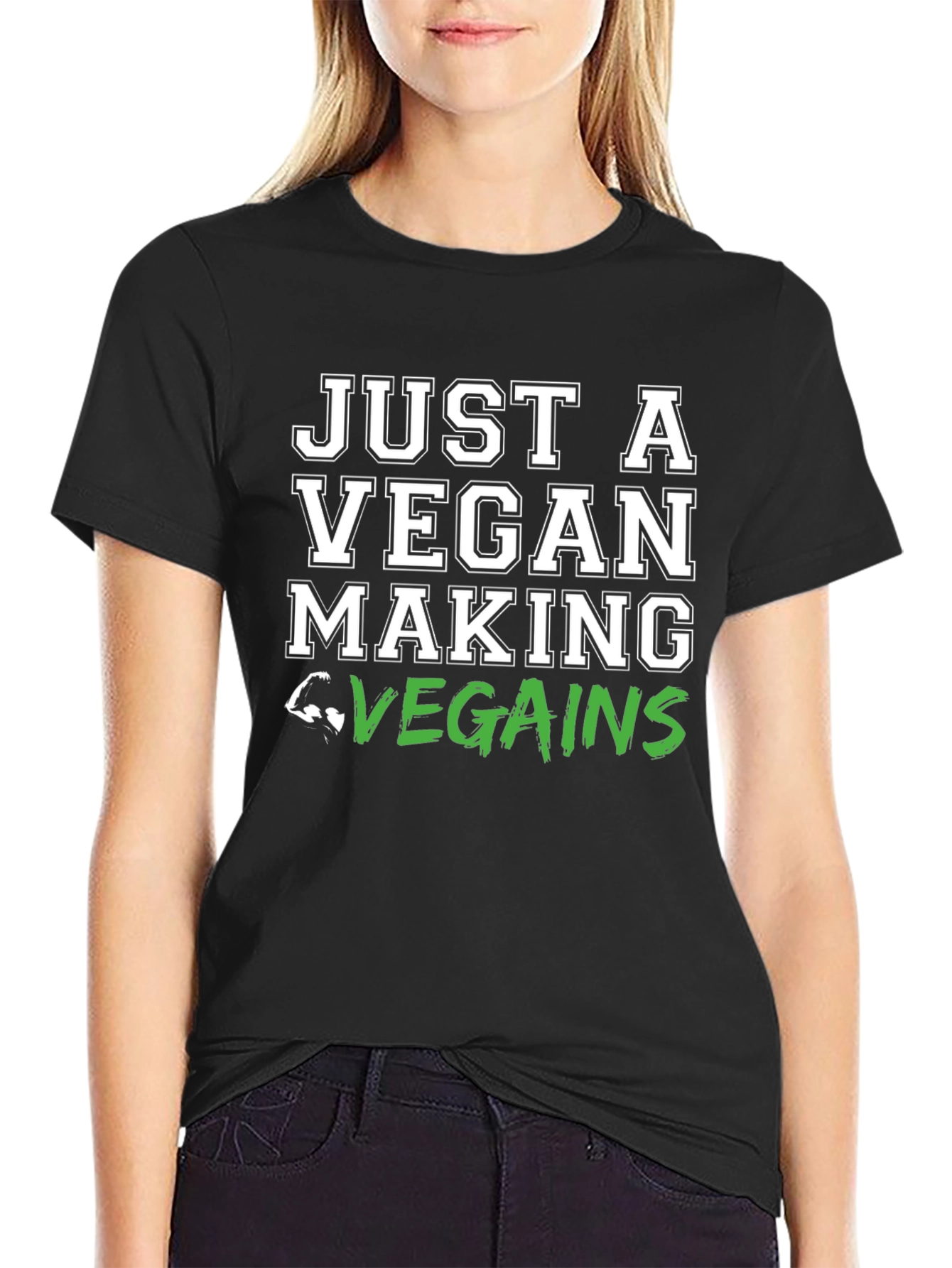 Vegan Gains T-Shirt - Black Graphic Tee
