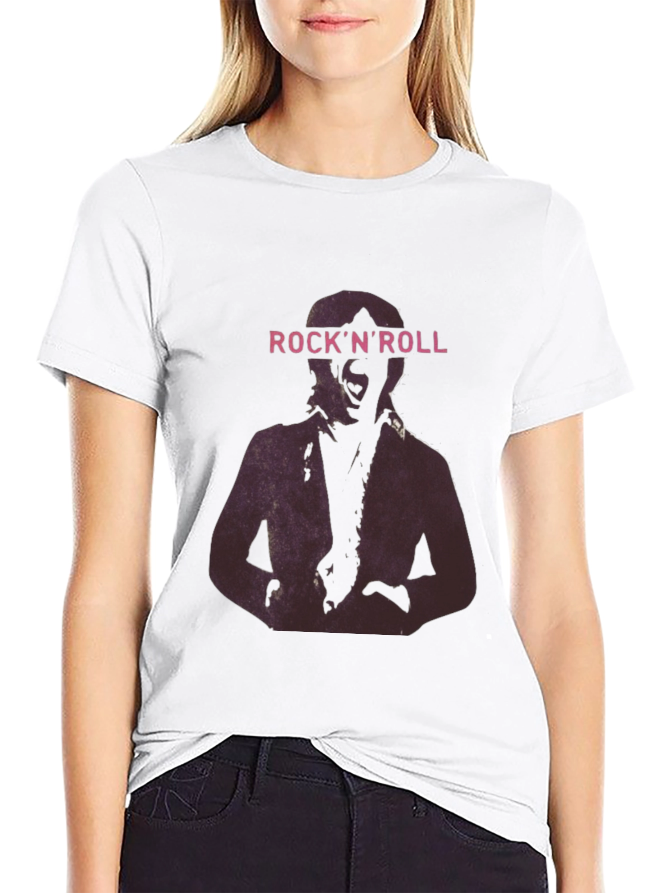 Rock N Roll Graphic Print Black T-Shirt