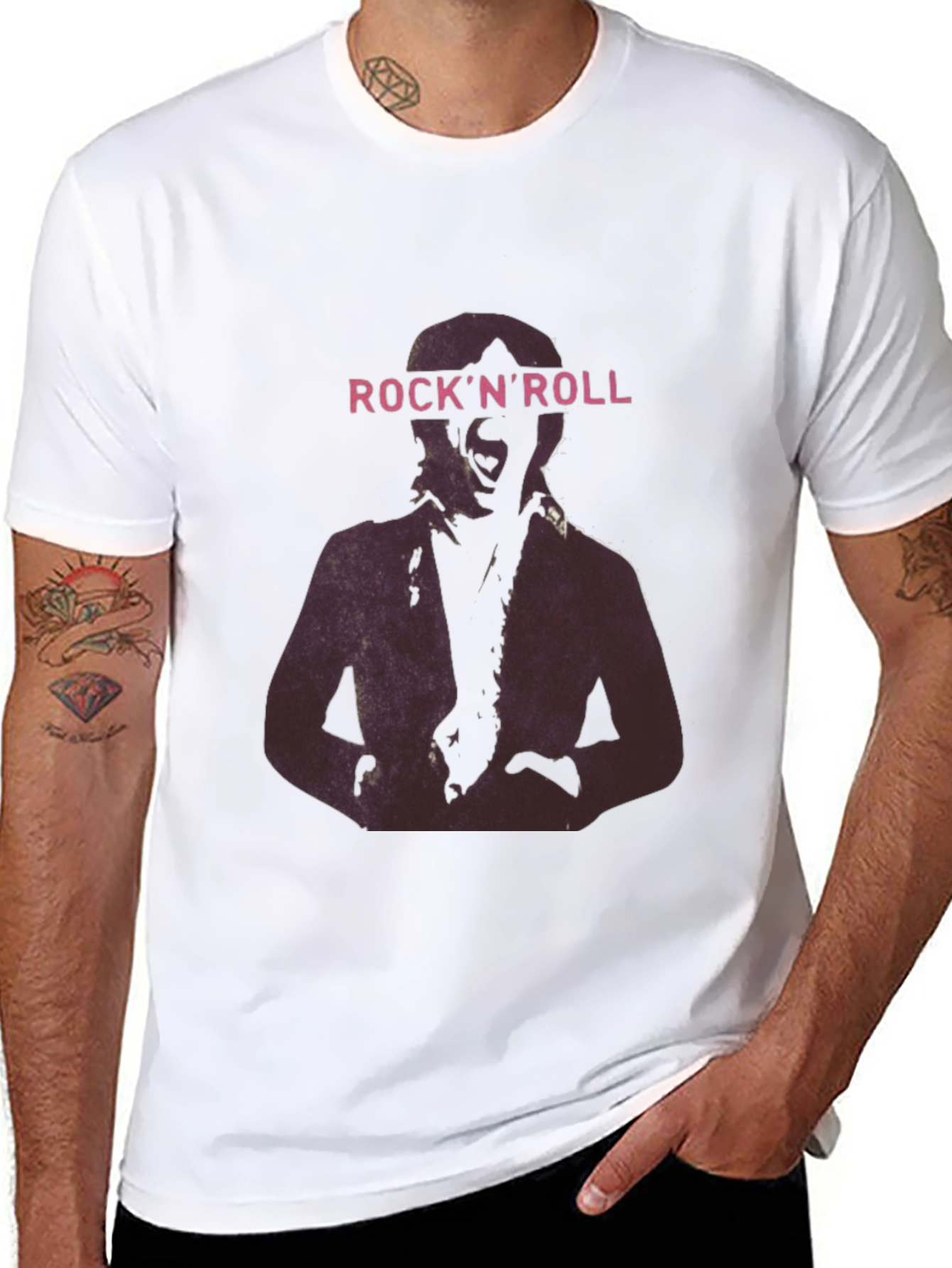Rock N Roll Graphic Print Black T-Shirt