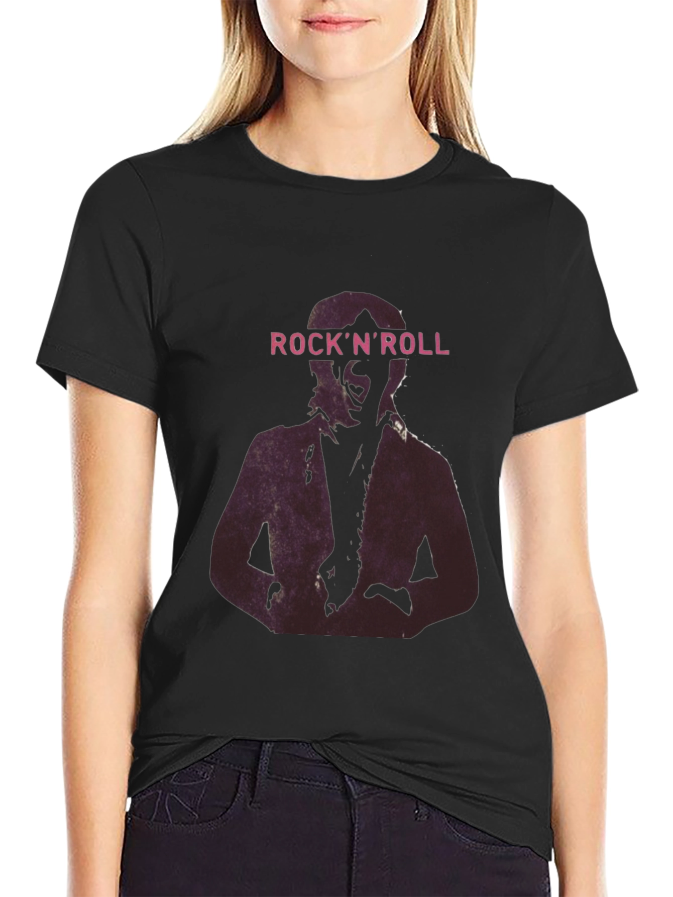 Rock N Roll Graphic Print Black T-Shirt