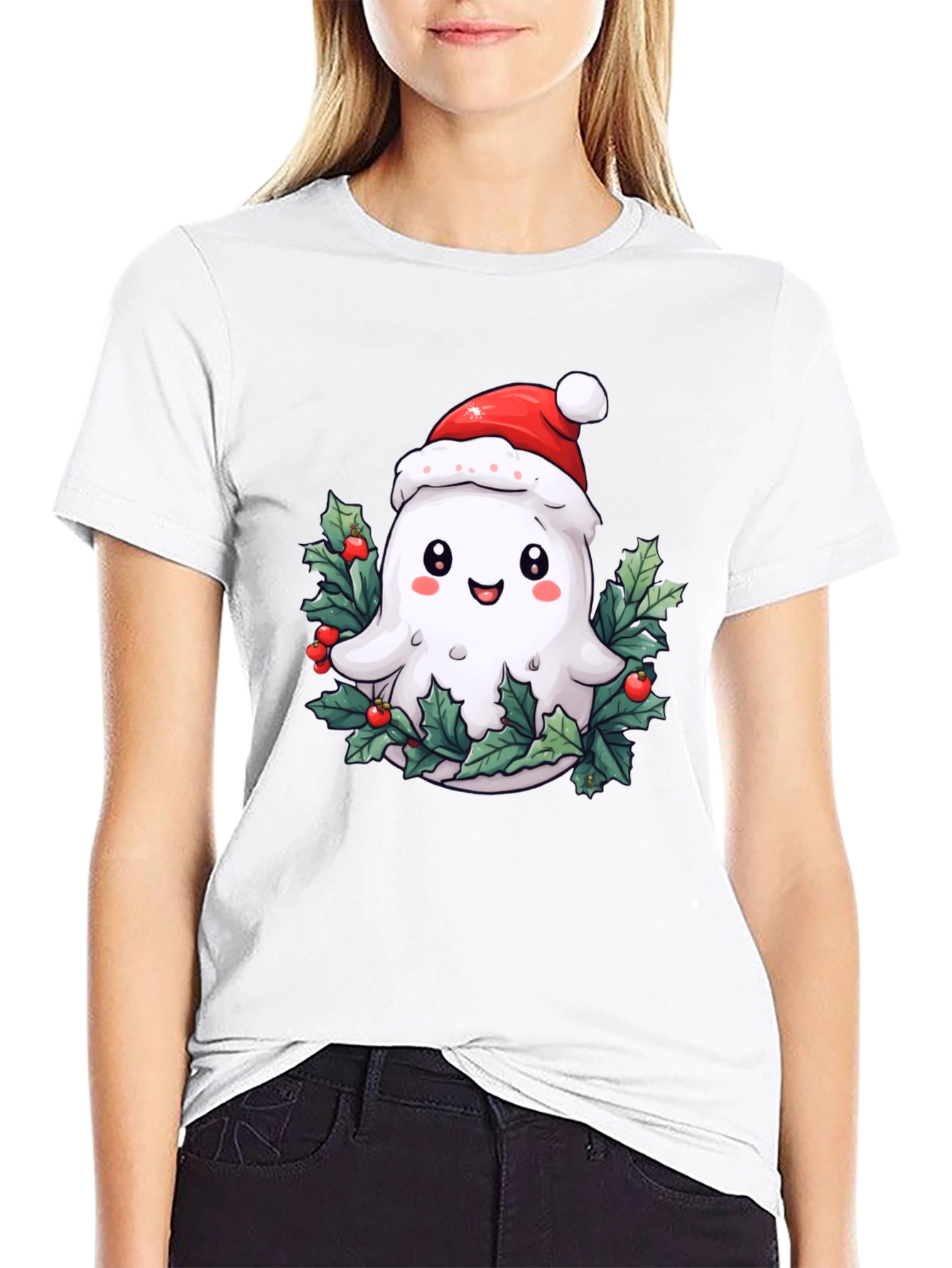 Festive Ghost T-Shirt - Holiday Spirit