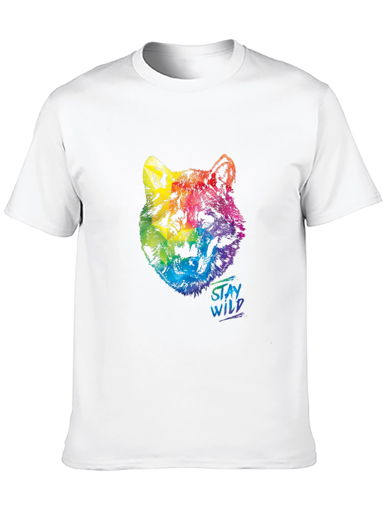 Rainbow Wolf Graphic T-Shirt - Stay Wild
