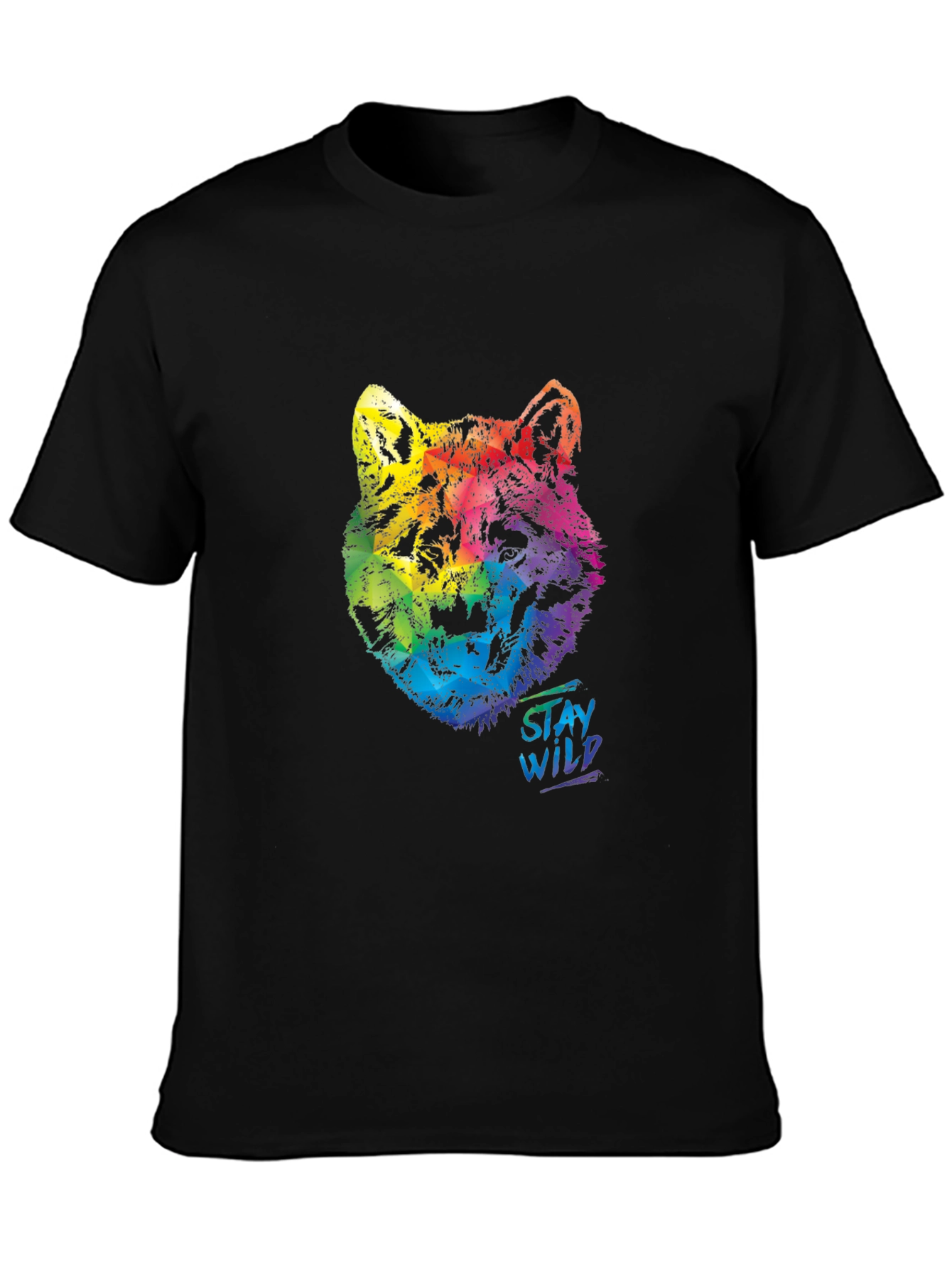 Rainbow Wolf Graphic T-Shirt - Stay Wild