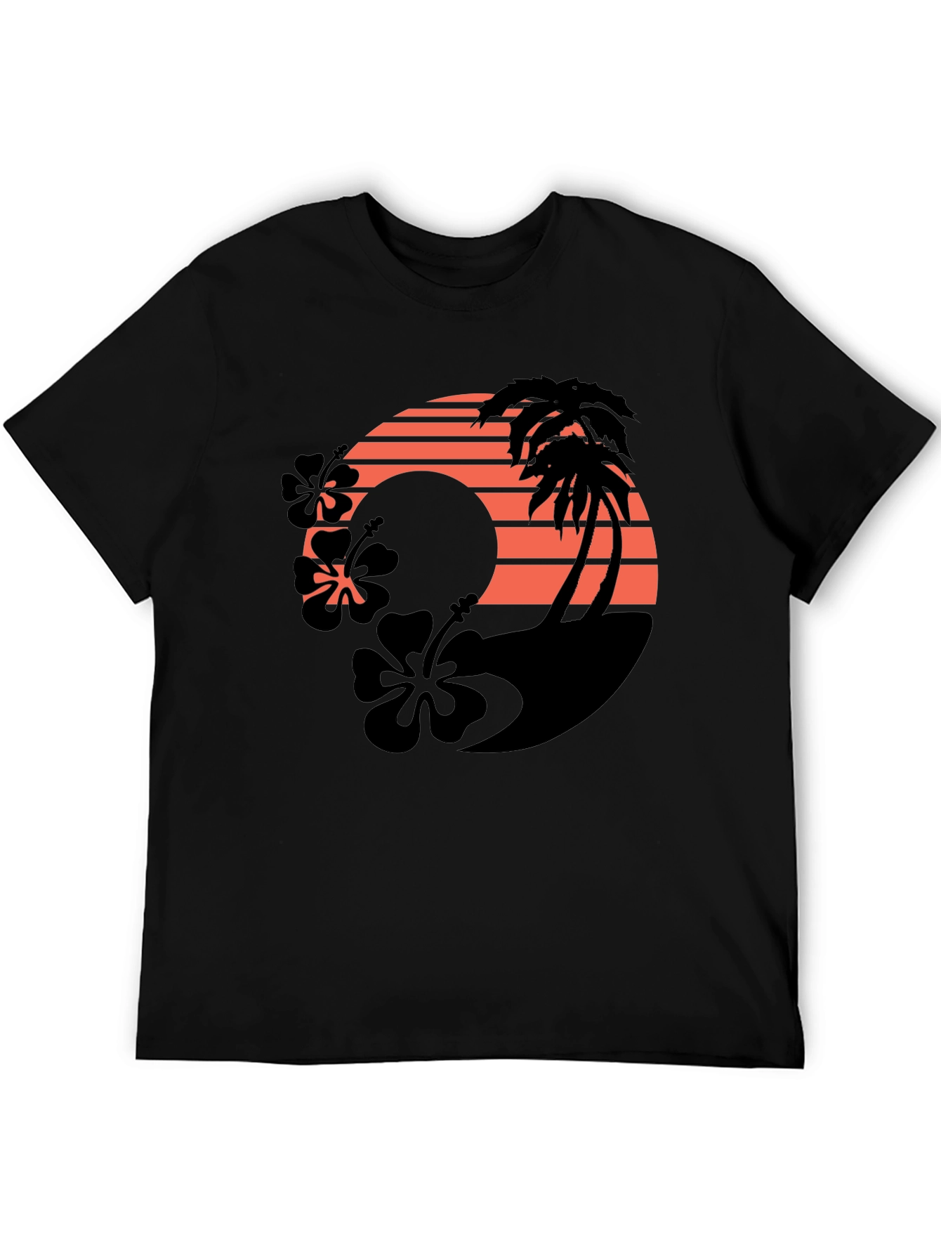 Tropical Sunset Graphic T-Shirt - Black
