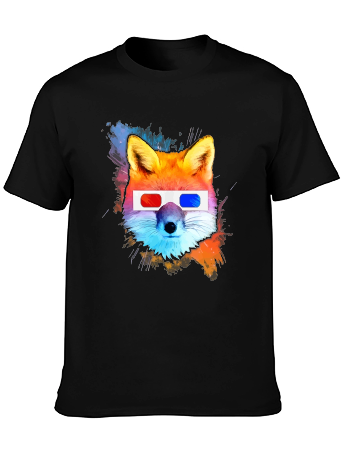 Cool Fox 3D Glasses Graphic T-Shirt