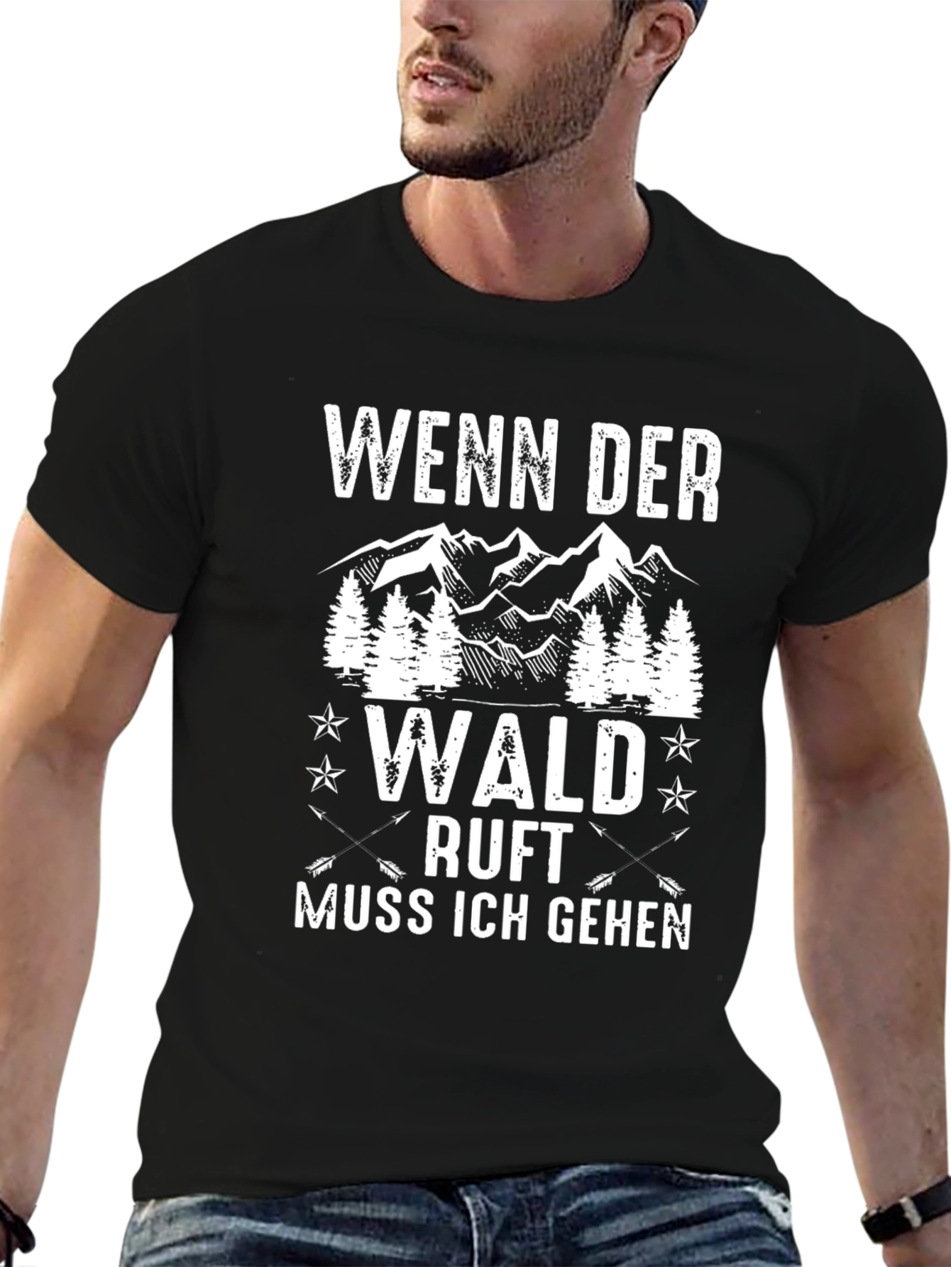 Wenn Der Wald Ruft Mens Black Graphic Tee