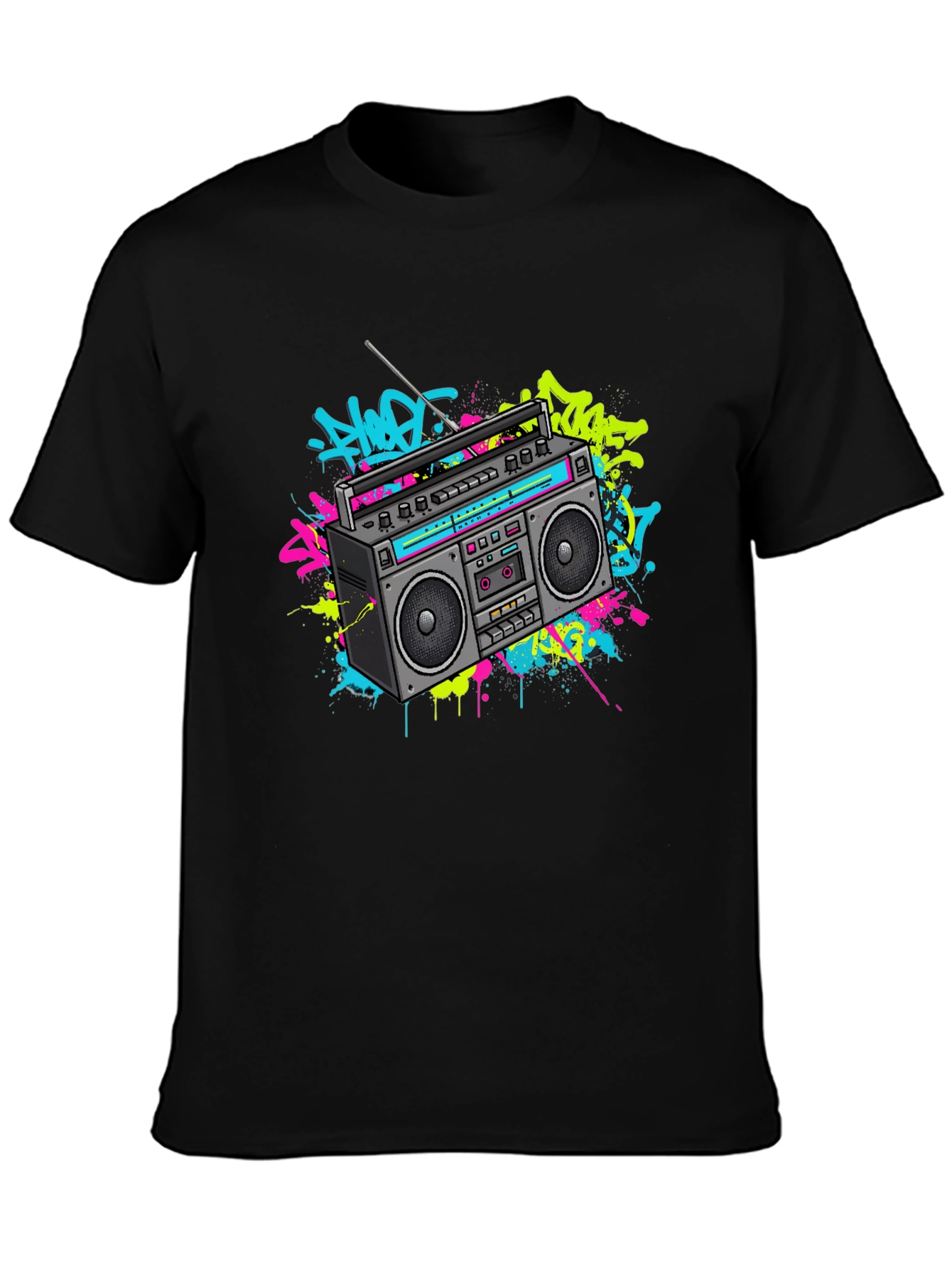 Retro Boombox Graphic Tee - 80s Vibe T-Shirt